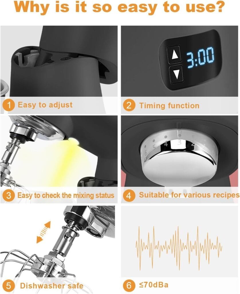 ZACME 8.4QT Commercial Stand Mixer 800W with NSF Certified and Aluminum die casting, Kitchen Electric Mixer Metal Food Mixer with Stainless Steel 8L Bowl, Dough Hook, Whisk and Beater