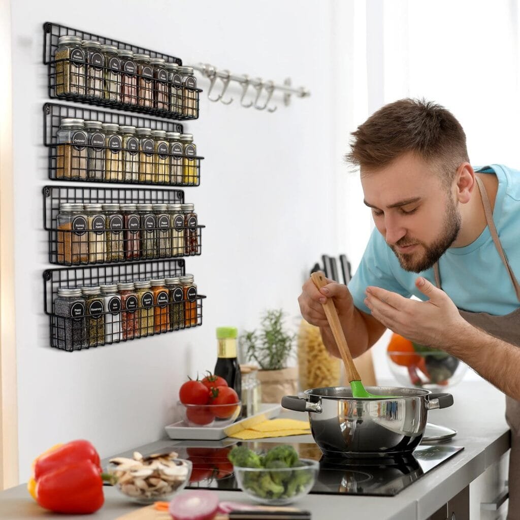 ZICOTO Farmhouse Style Hanging Spice Racks For Wall Mount - Easy To Install Set of 4 Space Saving Racks - The Ideal Seasoning Organizer For Your Kitchen ZICOTO Farmhouse Style Hanging Spice Racks For Wall Mount - Easy To Install Set of 4 Space Saving Racks - The Ideal Seasoning Organizer For Your Kitchen