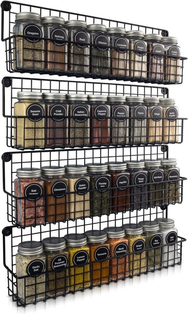 ZICOTO Farmhouse Style Hanging Spice Racks For Wall Mount - Easy To Install Set of 4 Space Saving Racks - The Ideal Seasoning Organizer For Your Kitchen ZICOTO Farmhouse Style Hanging Spice Racks For Wall Mount - Easy To Install Set of 4 Space Saving Racks - The Ideal Seasoning Organizer For Your Kitchen