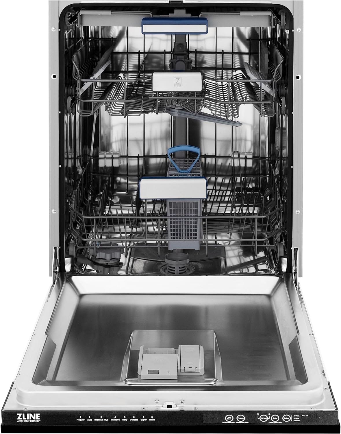 ZLINE Autograph Edition 24 3rd Rack Top Control Tall Tub Dishwasher in Black Stainless Steel with Gold Handle, 51dBa (DWVZ-BS-24-G)