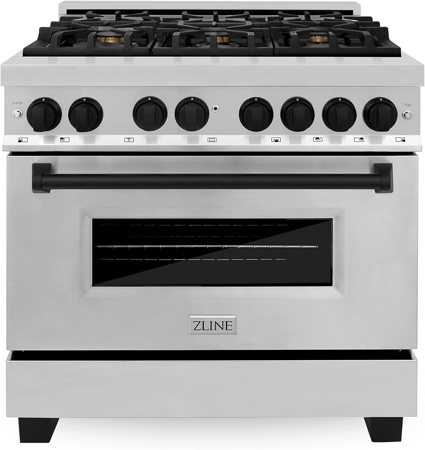 ZLINE Autograph Edition 36 4.6 cu. ft. Dual Fuel Range with Gas Stove and Electric Oven in Stainless Steel with Matte Black Accents (RAZ-36-MB)