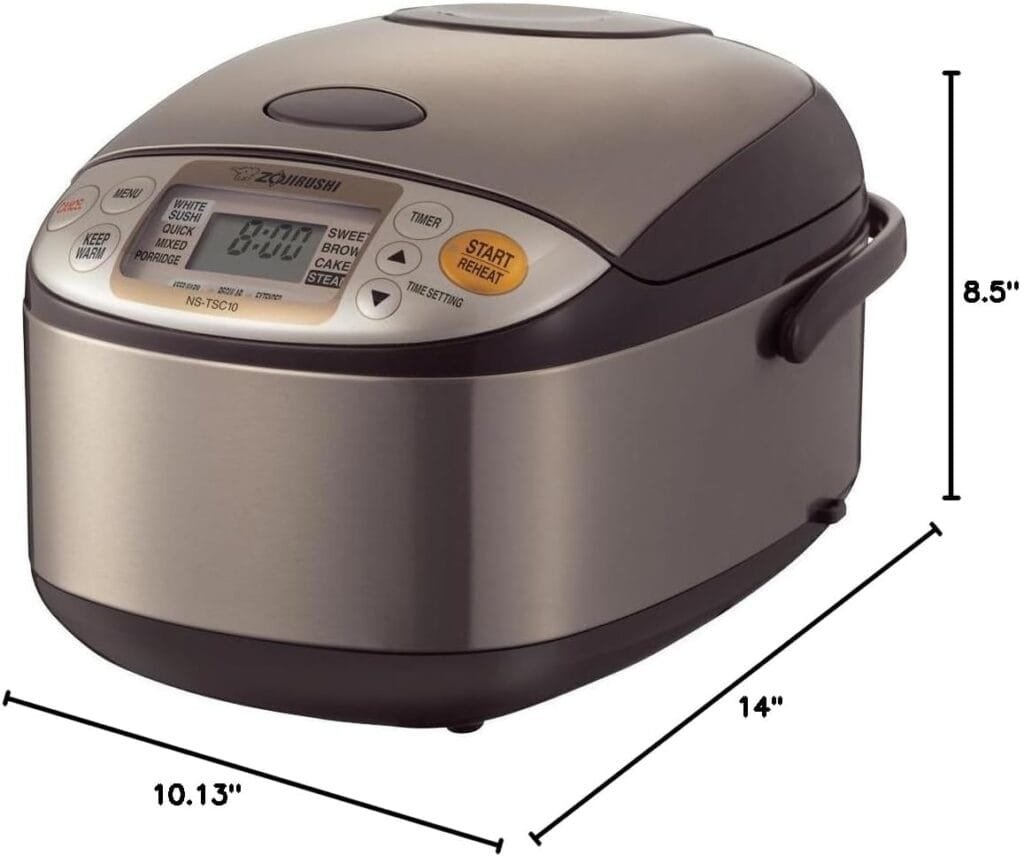 Zojirushi NS-TSC10 5-1/2-Cup (Uncooked) Micom Rice Cooker and Warmer, 1.0-Liter, Stainless Brown