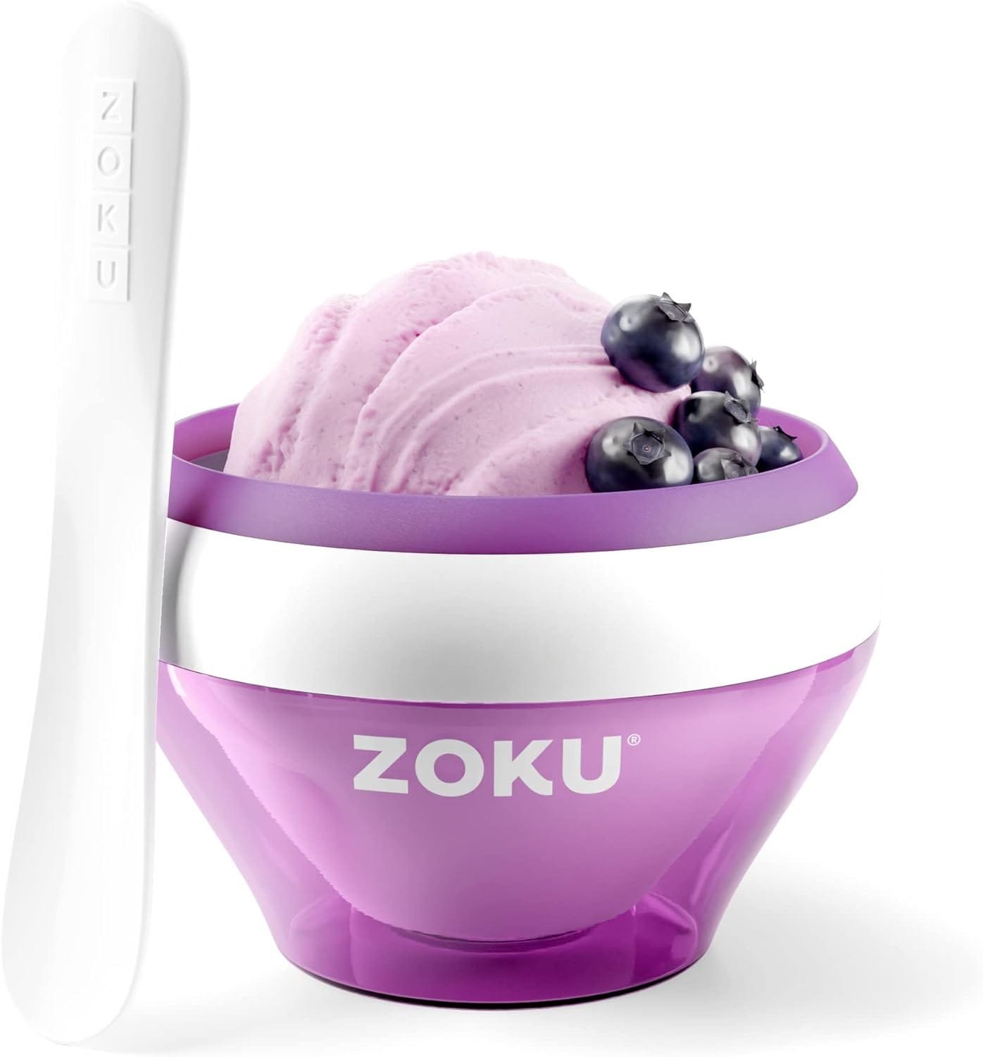 Zoku Ice Cream Maker, Compact Make and Serve Bowl with Stainless Steel Freezer Core Creates Soft Serve, Frozen Yogurt, Ice Cream and More in Minutes, BPA-free, 6 Colors, Purple
