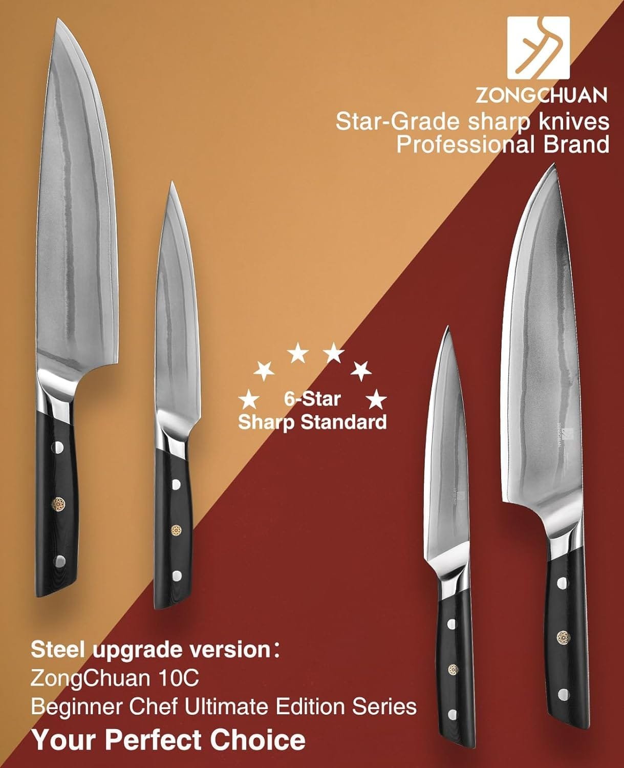 ZongChuan 8C Beginner Chef Ideal Series-Damascus Kitchen Knife Set 2pc,8 Chef Knife and 5.5 Utility Knife,High Carbon Stainless Steel,5-Star Sharp Standard,Black Ergonomic G10 Handle,Loves Gift Box ZongChuan 8C Beginner Chef Ideal Series-Damascus Kitchen Knife Set 2pc,8 Chef Knife and 5.5 Utility Knife,High Carbon Stainless Steel,5-Star Sharp Standard,Black Ergonomic G10 Handle,Loves Gift Box