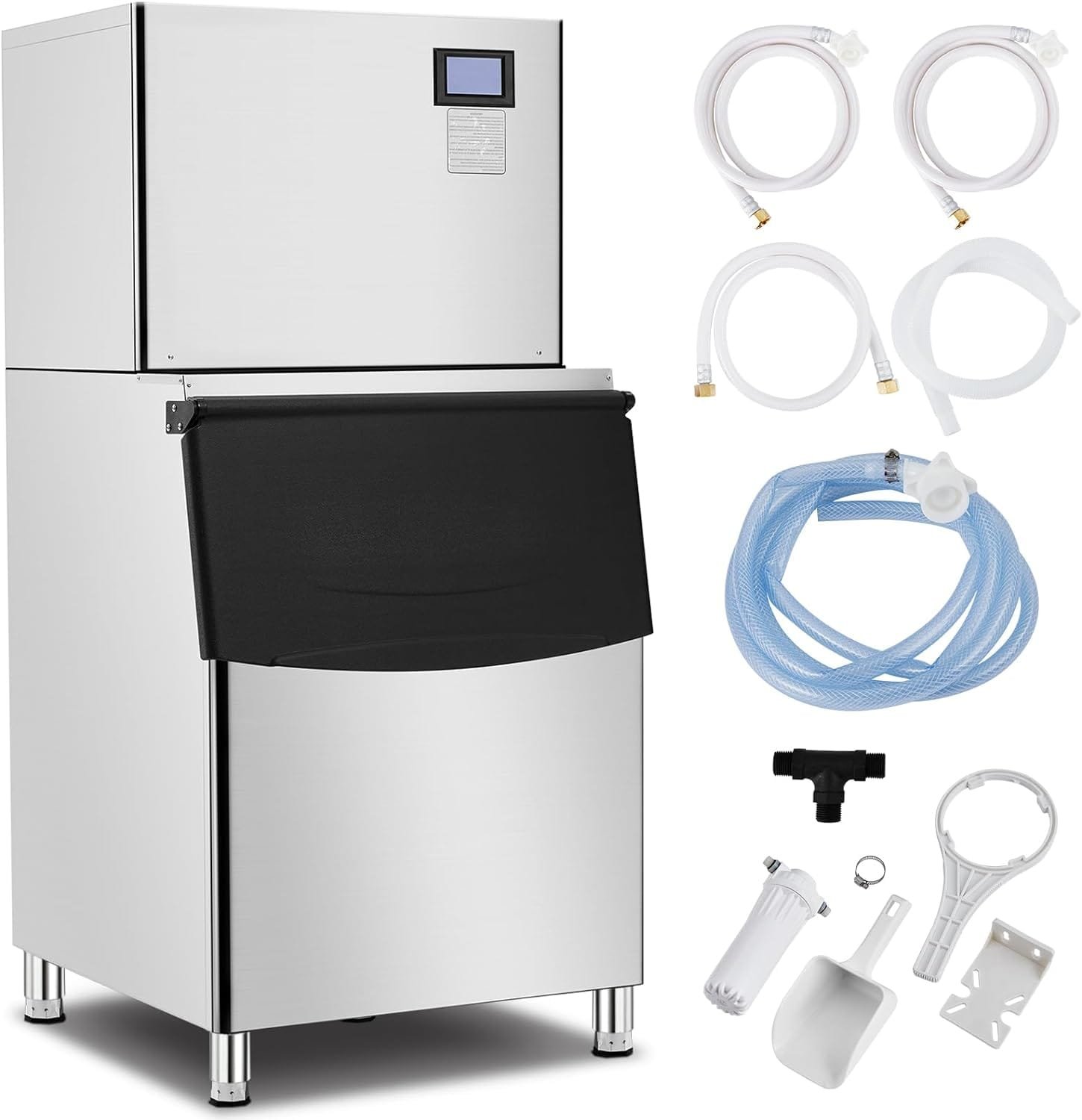 Zstar Commercial Ice Maker Machine, 550LBS/24H Stainless Steel Under Counter ice Machine with 300LBS Ice Storage Capacity, Large Ice Maker Self Cleaning, Ice Cube for Bar/Cafe/Restaurant