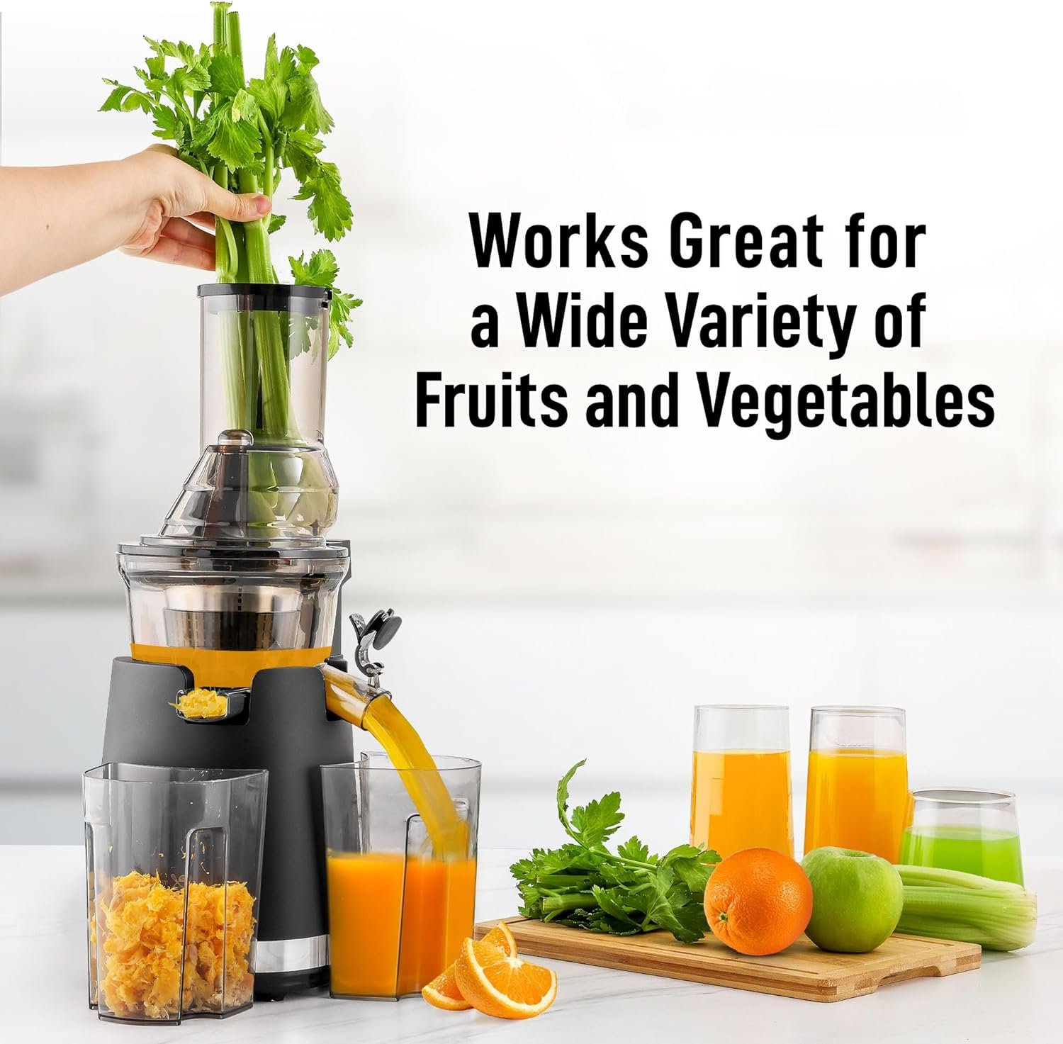 Zulay Fruit Press Machine - Masticating Juicer Machine with High Yield, Quiet Motor,  Reverse Function - Celery Juicer  Carrot Juicer with Wide Chute - Slow Juicer Cold Press for Fruits  Vegetables