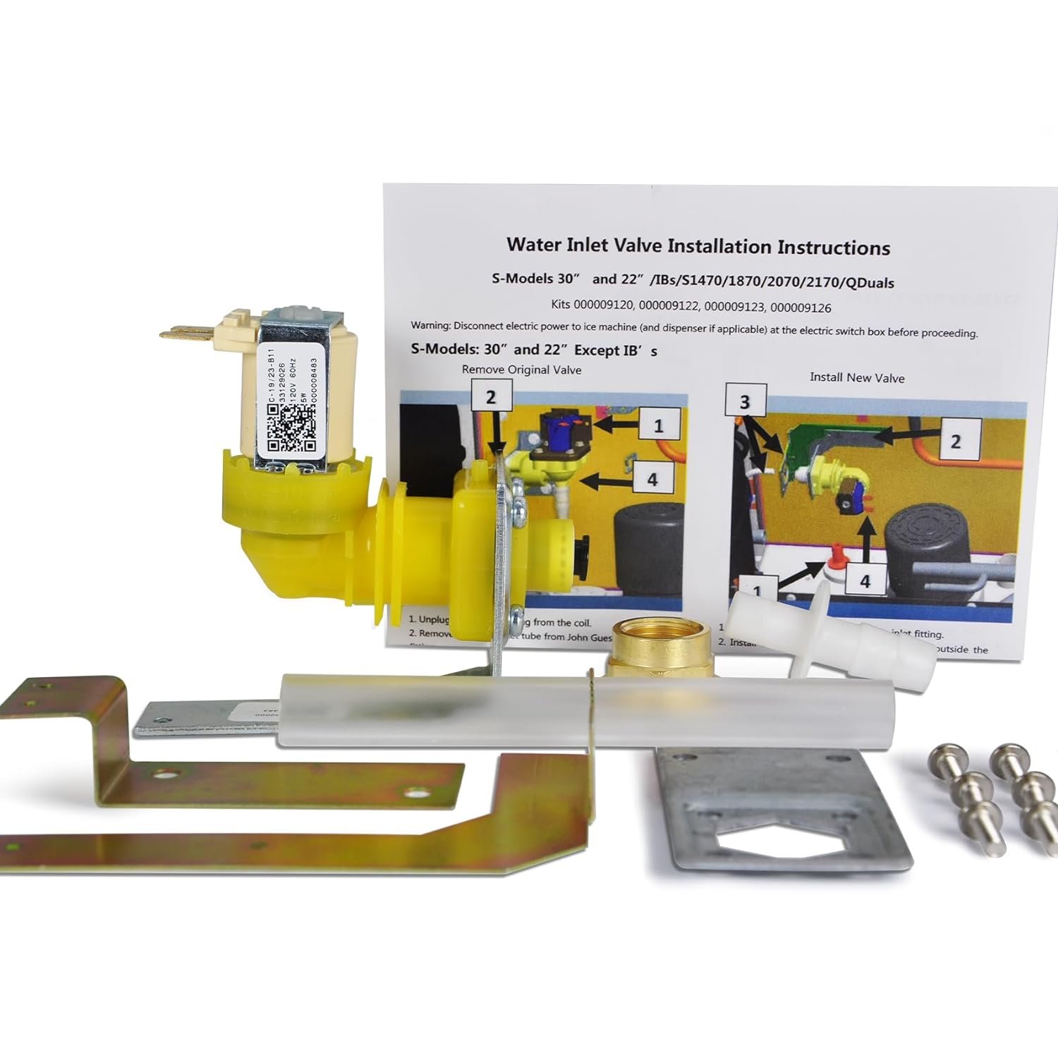 000009123 IH9123 33129026 Water Inlet Valve for Manitowoc ice Machines, 120V 60Hz 5W fits for I, IB, S, SD, JC, QR, SD and K Series ice Machines Parts