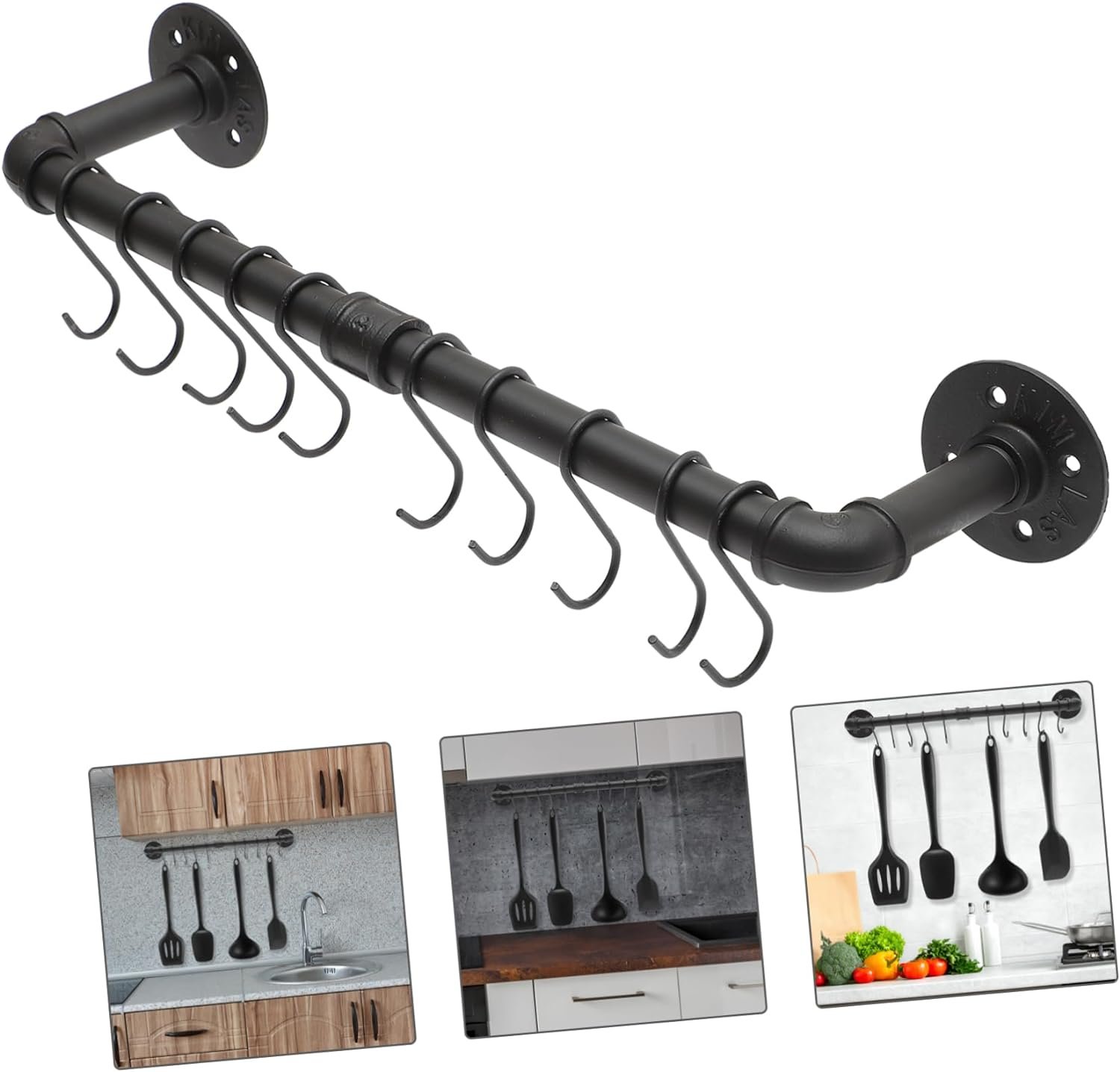 1 Set Pendant Rack Bathroom Towel Pots and Pans Hanging Mounted Clothes Hanger Coat Hanger Pot Rack Pipe Kitchen Hooks for Hanging Utensils with Hook Basin Iron