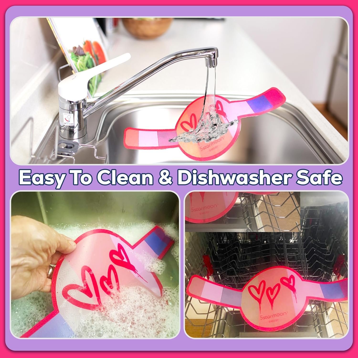 1 Silicone Bread Sling Dutch Oven Liner - Extra Thick Non-Stick Reusable Silicone Sourdough Bread Baking Mat with Long Handles, Sourdough Bread Baking Supplies for Easy Dough Transfer (Purple)