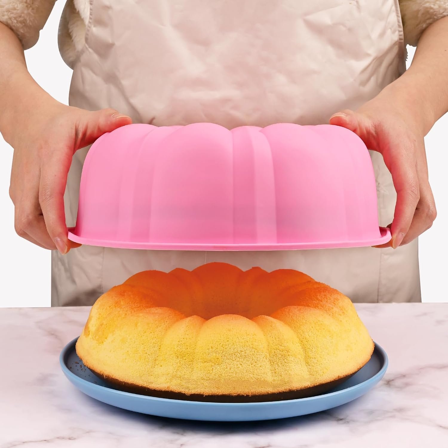 10 Inch Bundt Cake Pan (2 Pack) - 12 Cups Nonstick Fluted Tube Pan, Large Size Silicone Baking Molds for Cake, Brownie, Cornbread