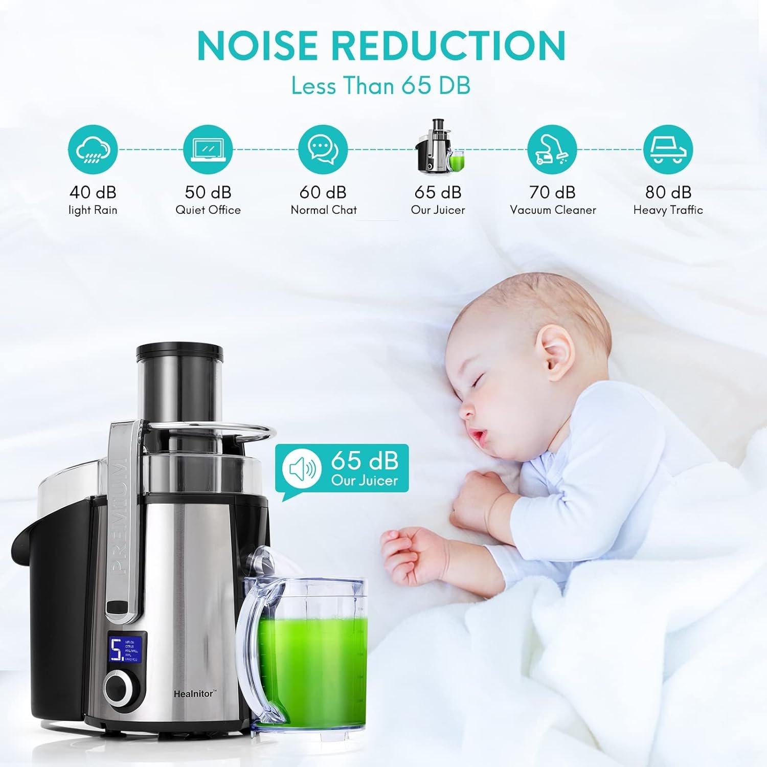 1000W 5-SPEED LCD Screen Centrifugal Juicer Machines Vegetable and Fruit, Healnitor Juice Extractor with Big Adjustable 3 Wide Chute, Easy Clean, BPA-Free, High Juice Yield, Silver 1000W 5-SPEED LCD Screen Centrifugal Juicer Machines Vegetable and Fruit, Healnitor Juice Extractor with Big Adjustable 3 Wide Chute, Easy Clean, BPA-Free, High Juice Yield, Silver