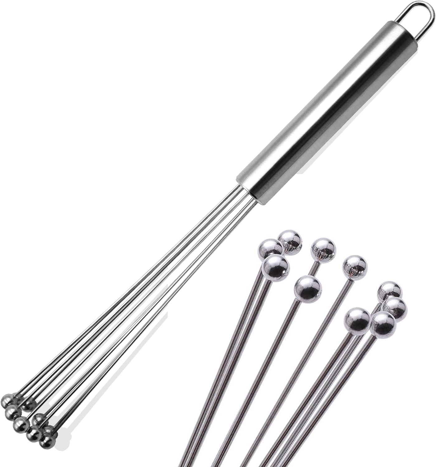10.6 Inch Mini Whisk, Spherical Stainless Steel Egg Beater, Suitable for Mixing Ingredients, Sauces, Whiskey Small Whisk