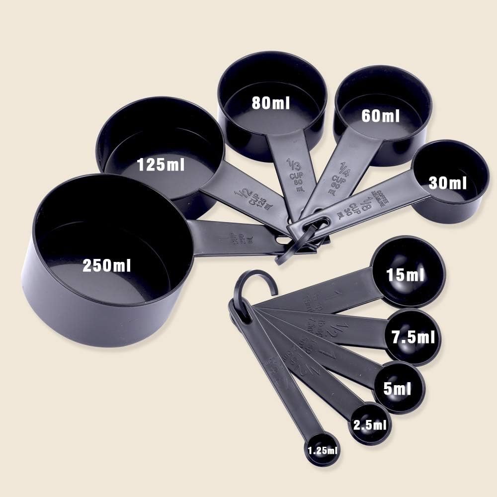 10pcs 6 Color Measuring Cups And Measuring Spoon Scoop Silicone Handle Kitchen Measuring Tool (Color : Black) 10pcs 6 Color Measuring Cups And Measuring Spoon Scoop Silicone Handle Kitchen Measuring Tool (Color : Black)