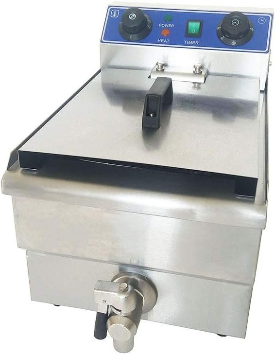 110v 10L Electric Commercial Deep Fryer with Oil Nozzle and Countertop Tank Basket for Restaurant Kitchen