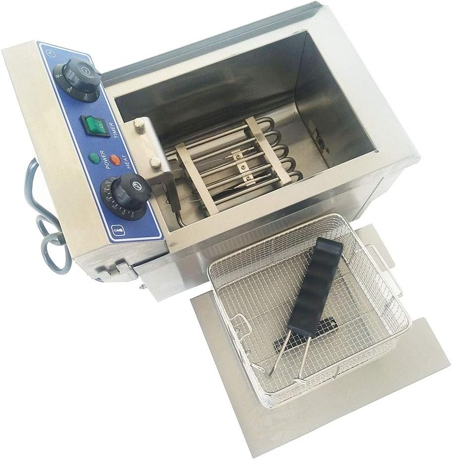 110v 10L Electric Commercial Deep Fryer with Oil Nozzle and Countertop Tank Basket for Restaurant Kitchen