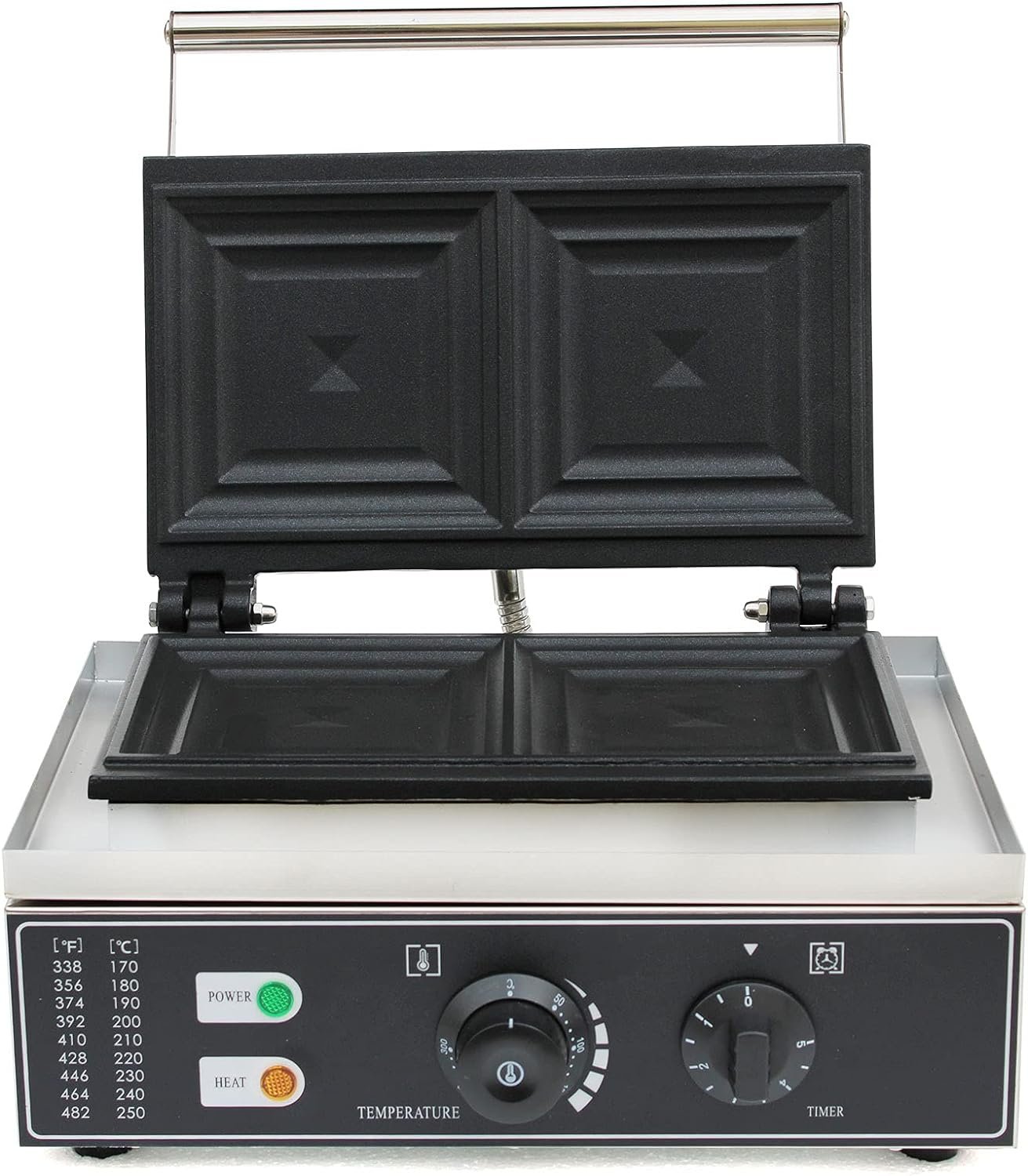 110V 1500W 2-Slice Commercial Electric Sandwich Machine, Stainless Steel Sandwich Maker with Teflon Coating Non-Stick Panini Press Sandwich Maker Breakfast Grilled Cheese Maker Black