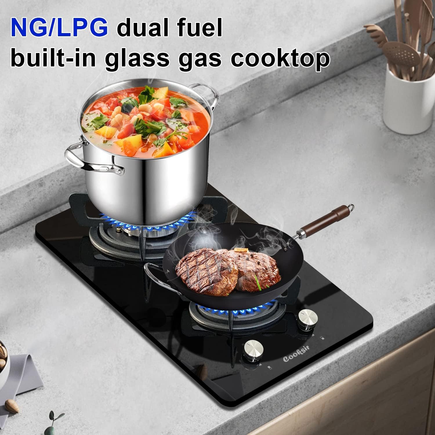 12 inch Gas Stove, 2 Burners Propane Cooktop Bulit-in, Indoor Gas Cooktop Suitable for Dual Fuel LPG/NG, Tempered Glass Gas Stove Top for Kitchen, Apartment, Indoor, 110-120V Plug in 12 inch Gas Stove, 2 Burners Propane Cooktop Bulit-in, Indoor Gas Cooktop Suitable for Dual Fuel LPG/NG, Tempered Glass Gas Stove Top for Kitchen, Apartment, Indoor, 110-120V Plug in