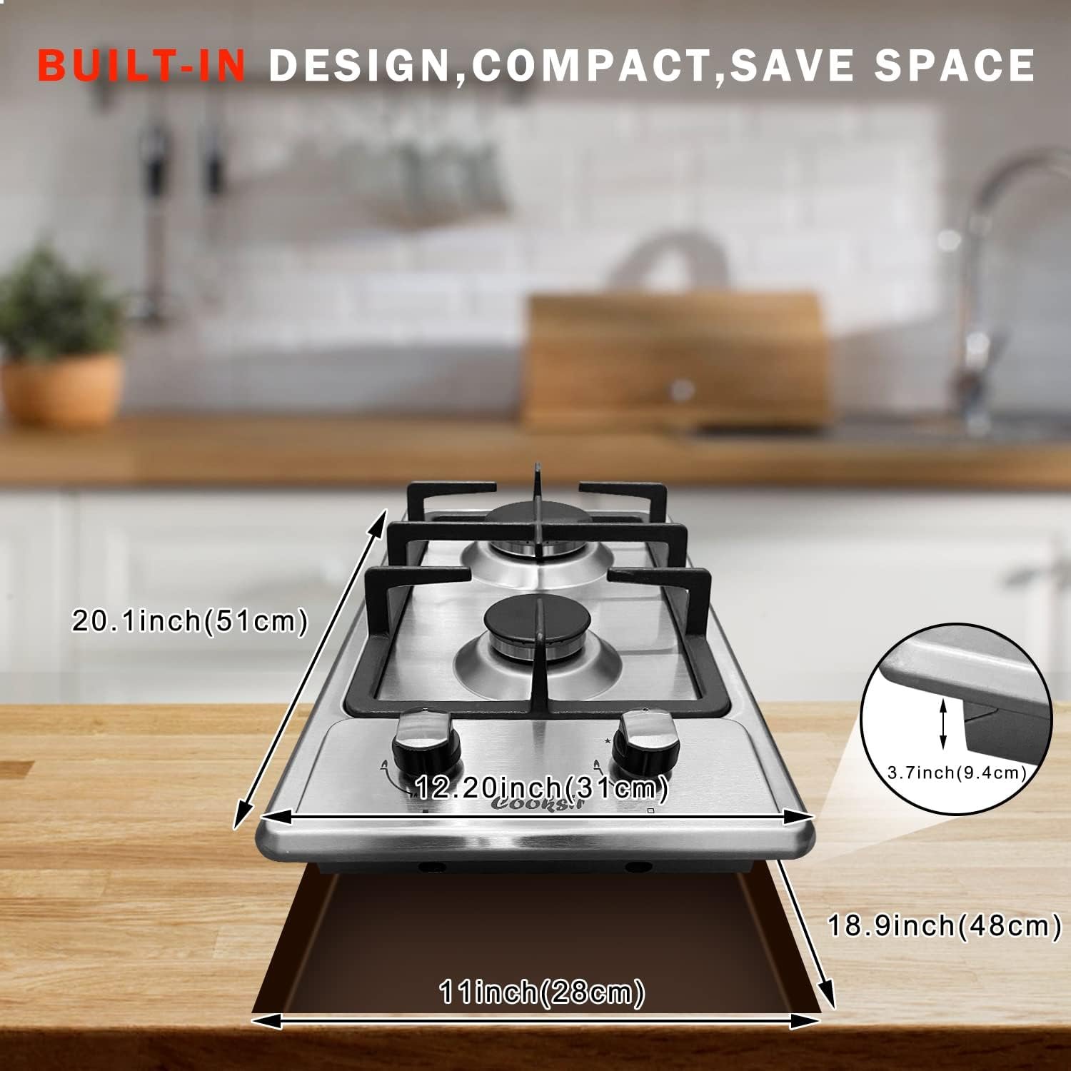 12 inch Gas Stove, 2 Burners Propane Cooktop Bulit-in, Indoor Gas Cooktop Suitable for Dual Fuel LPG/NG, Tempered Glass Gas Stove Top for Kitchen, Apartment, Indoor, 110-120V Plug in 12 inch Gas Stove, 2 Burners Propane Cooktop Bulit-in, Indoor Gas Cooktop Suitable for Dual Fuel LPG/NG, Tempered Glass Gas Stove Top for Kitchen, Apartment, Indoor, 110-120V Plug in