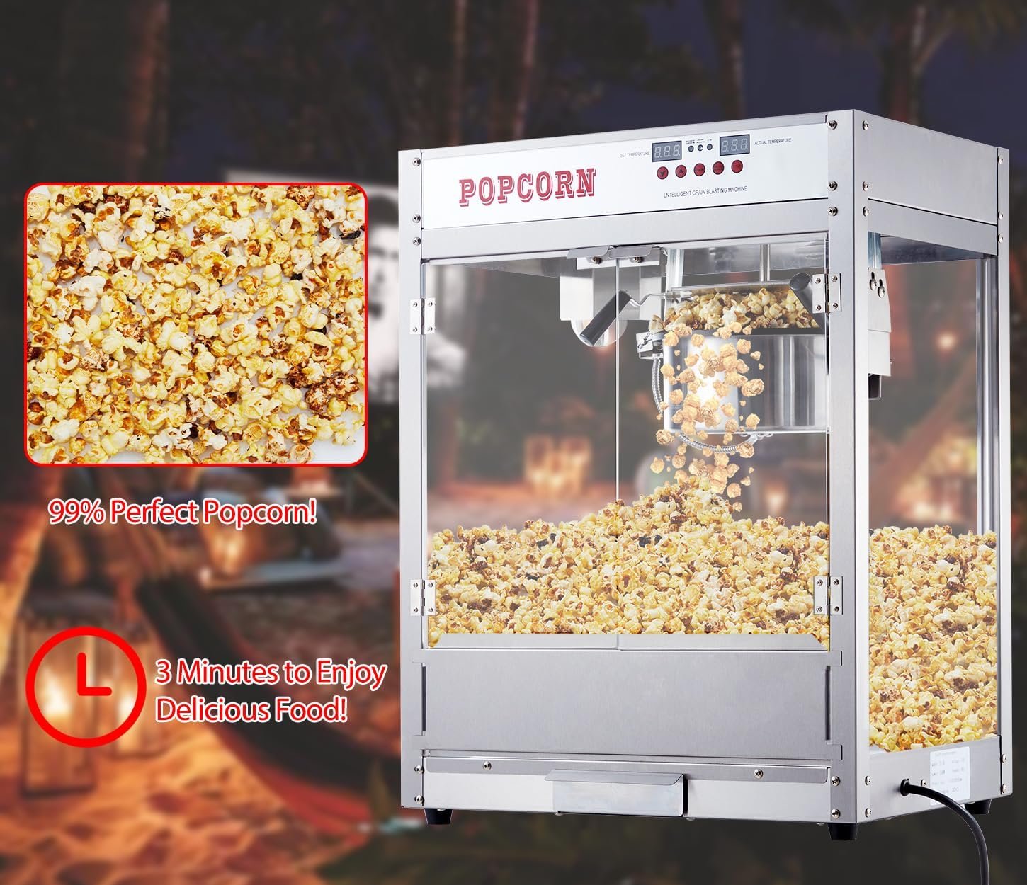 12 OZ Large Popcorn Machine for Movie Night, Commercial Popcorn Popper Machine with 10 PACK Popcorn Buckets, Temperature Control with Digital Display,Old Fashion Popcorn Machine Movie Theater Style