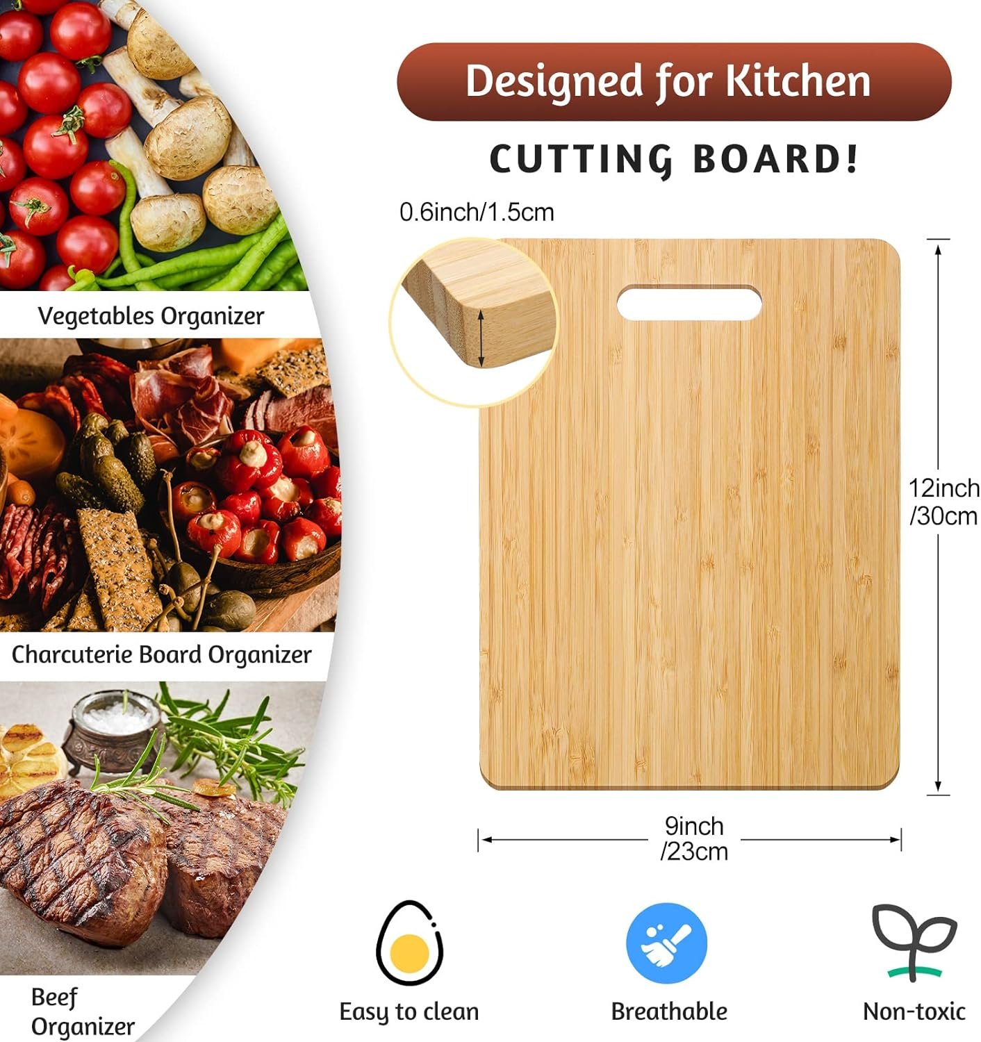 12 Pcs Thicken Bamboo Cutting Board Bulk Personalized Wood Chopping Board Customized Laser Engraving Blanks Serving Board for Wedding Mothers Day Housewarming Gift (General)