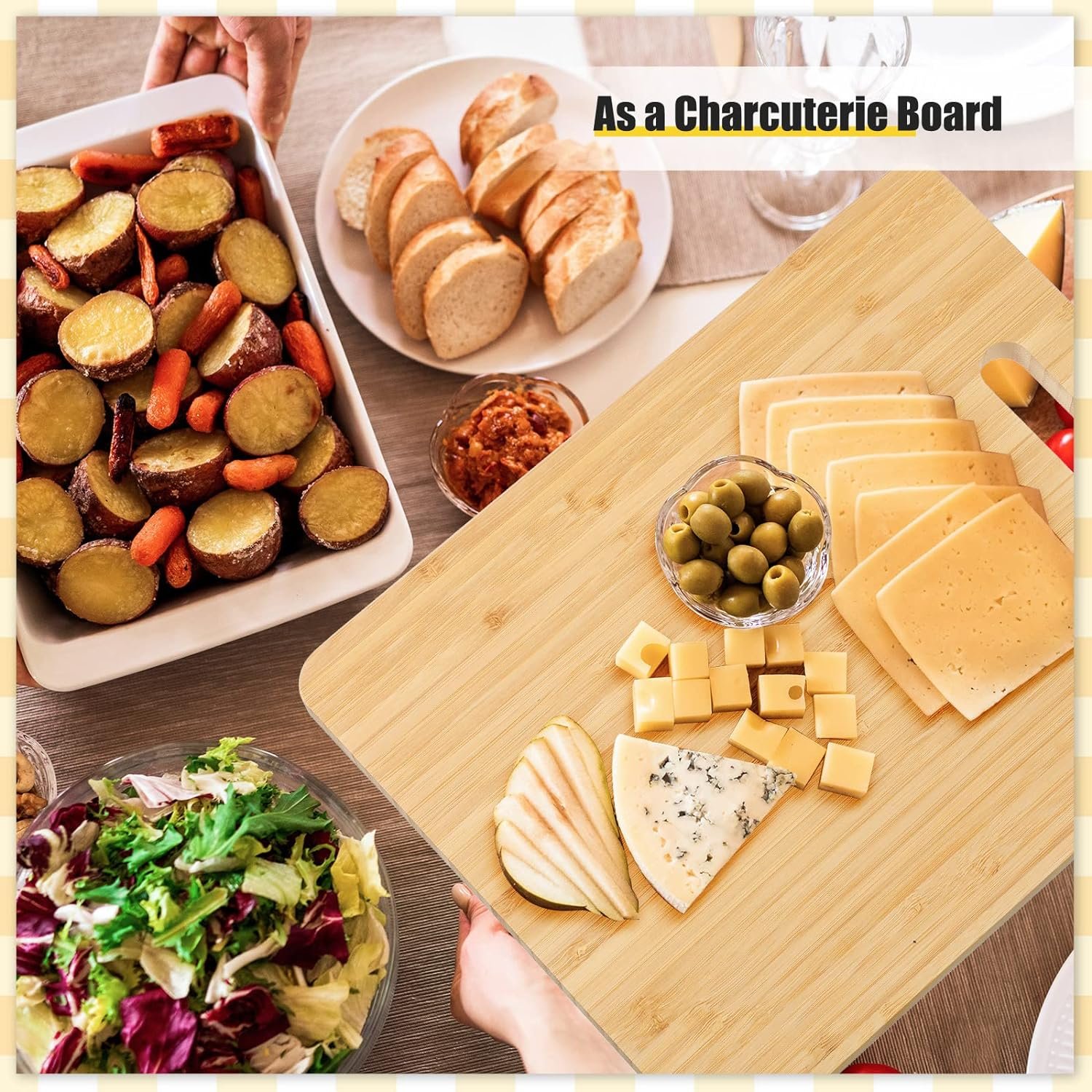 12 Pcs Thicken Bamboo Cutting Board Bulk Personalized Wood Chopping Board Customized Laser Engraving Blanks Serving Board for Wedding Mothers Day Housewarming Gift (General)