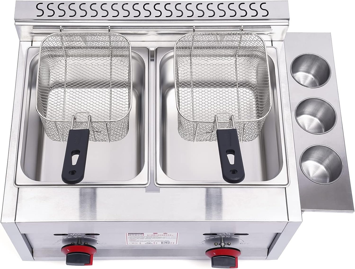 12L Commercial Countertop Gas Fryer,Commercial Deep Fryer 2 Basket Propane LPG Stainless Steel for French Fries Turkey Donuts Home Kitchen Restaurant