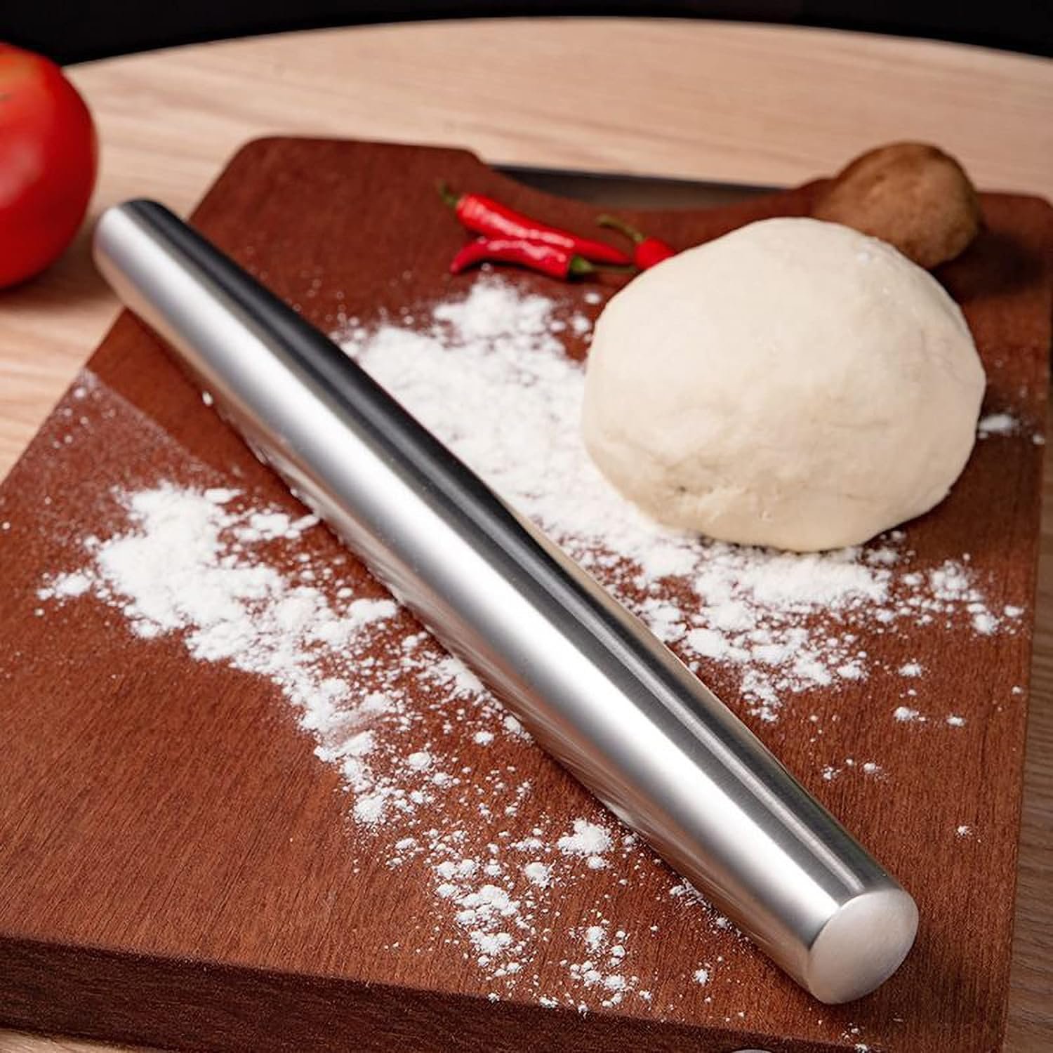 13 Inch Rolling Pins Smooth Stainless Steel Tapered Design Rolling Pins for Baking Pizza Dough Pie Pastries Cookies Pasta Kitchen Gadgets