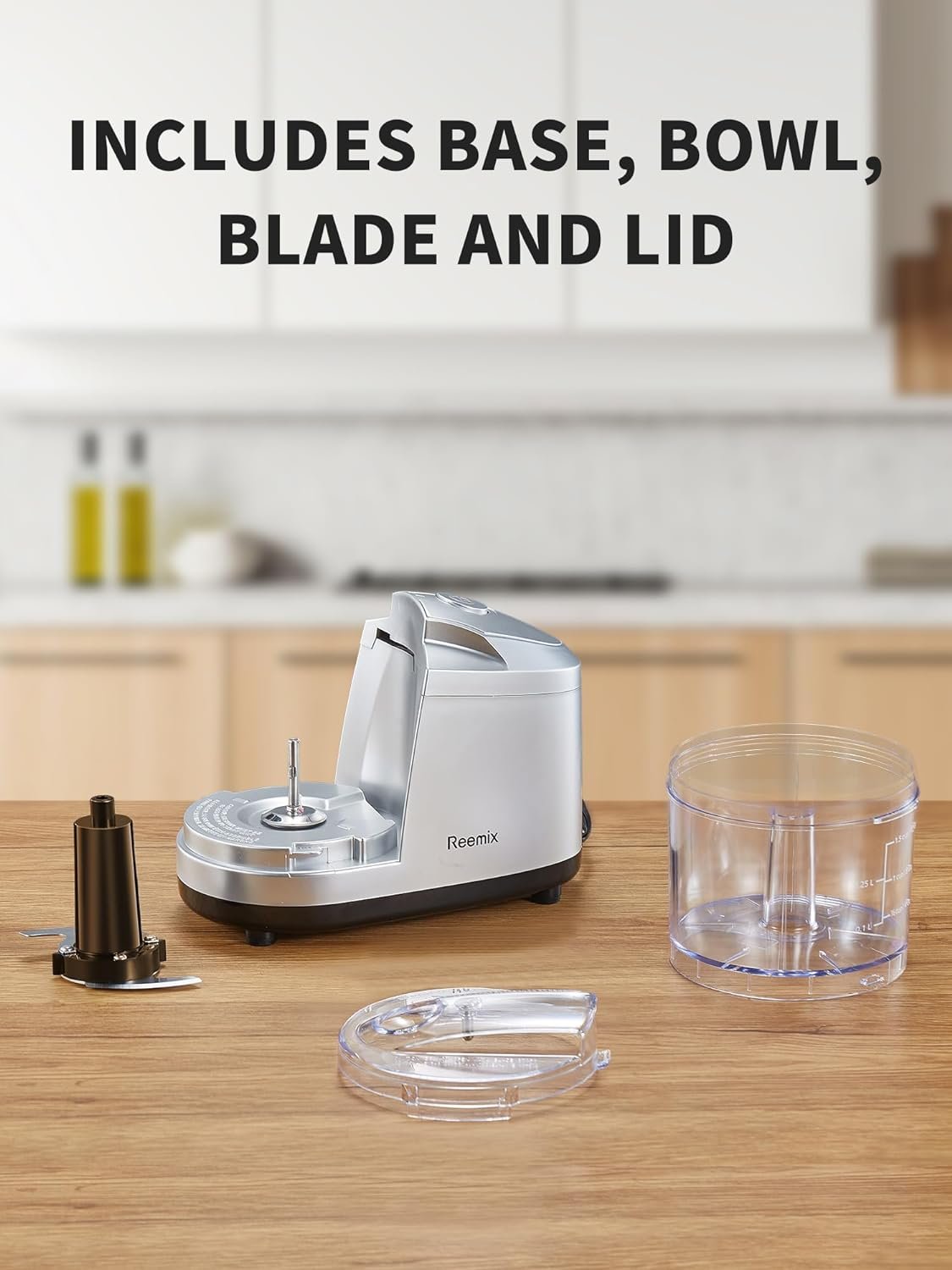 1.5-Cup One-Touch Electric Food Chopper, 100W Mini Food Processor Meat Grinder, Mix, Chop, Mince and Blend Vegetables, Fruits, Nuts, Meats, Stainless Steel Blade (Silver)