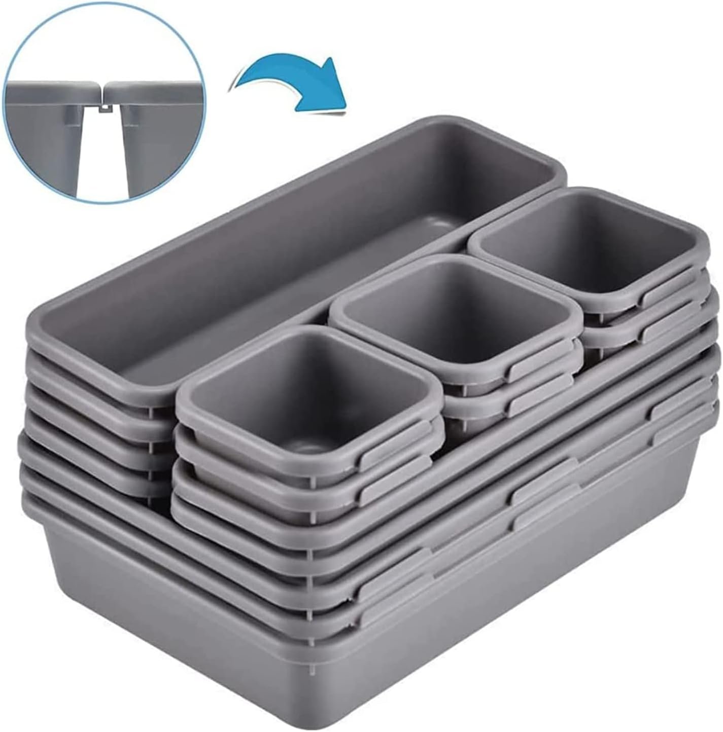 15 PCS Interlocking Desk Drawer Organizer Separator for Office,Bathroom,Kitchen,Makeup