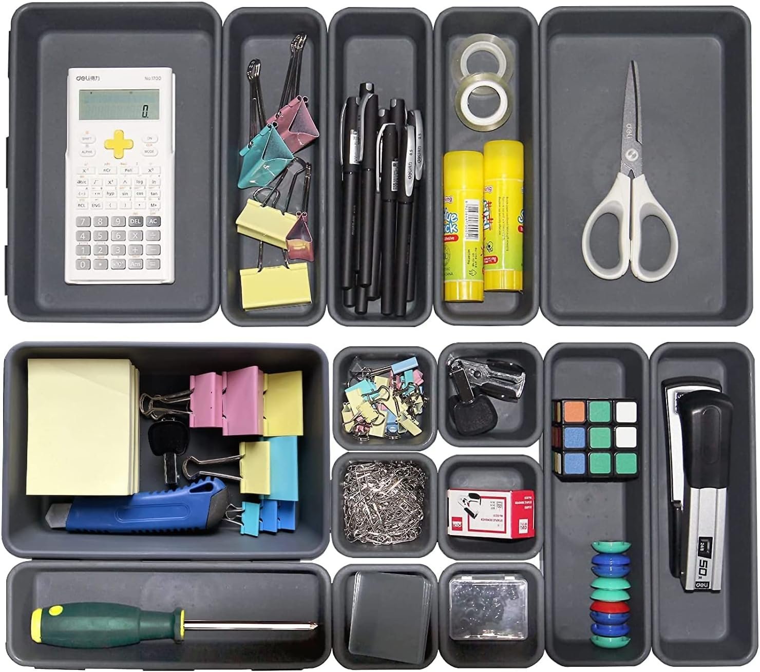 15 PCS Interlocking Desk Drawer Organizer Separator for Office,Bathroom,Kitchen,Makeup