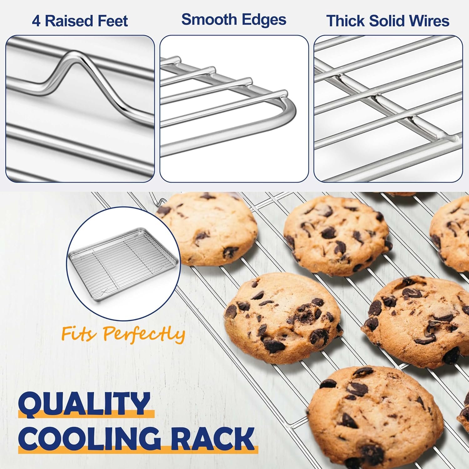 16” Baking Sheet  Rack Set, Joyfair Stainless Steel Cookie Sheet Pan with Cooling Rack for Baking/Roasting/Grilling, Oven  Dishwasher Safe, Commercial Quality  Heavy Duty, Rust Free  Non Toxic