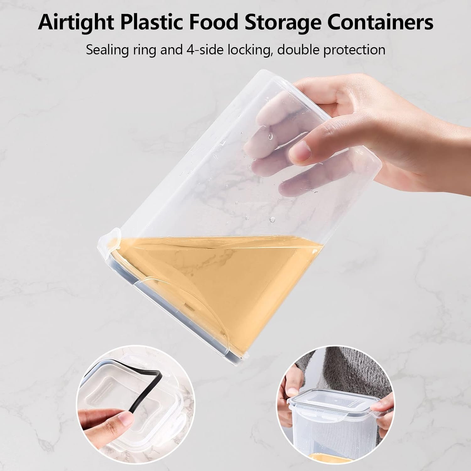 16 Pack Airtight Food Storage Containers Set-Kitchen and Pantry Organization, BPA-Free Plastic Containers with Lids for Dry Food, Cereal, Flour  Sugar, Include Labels, Marker  Spoon Set