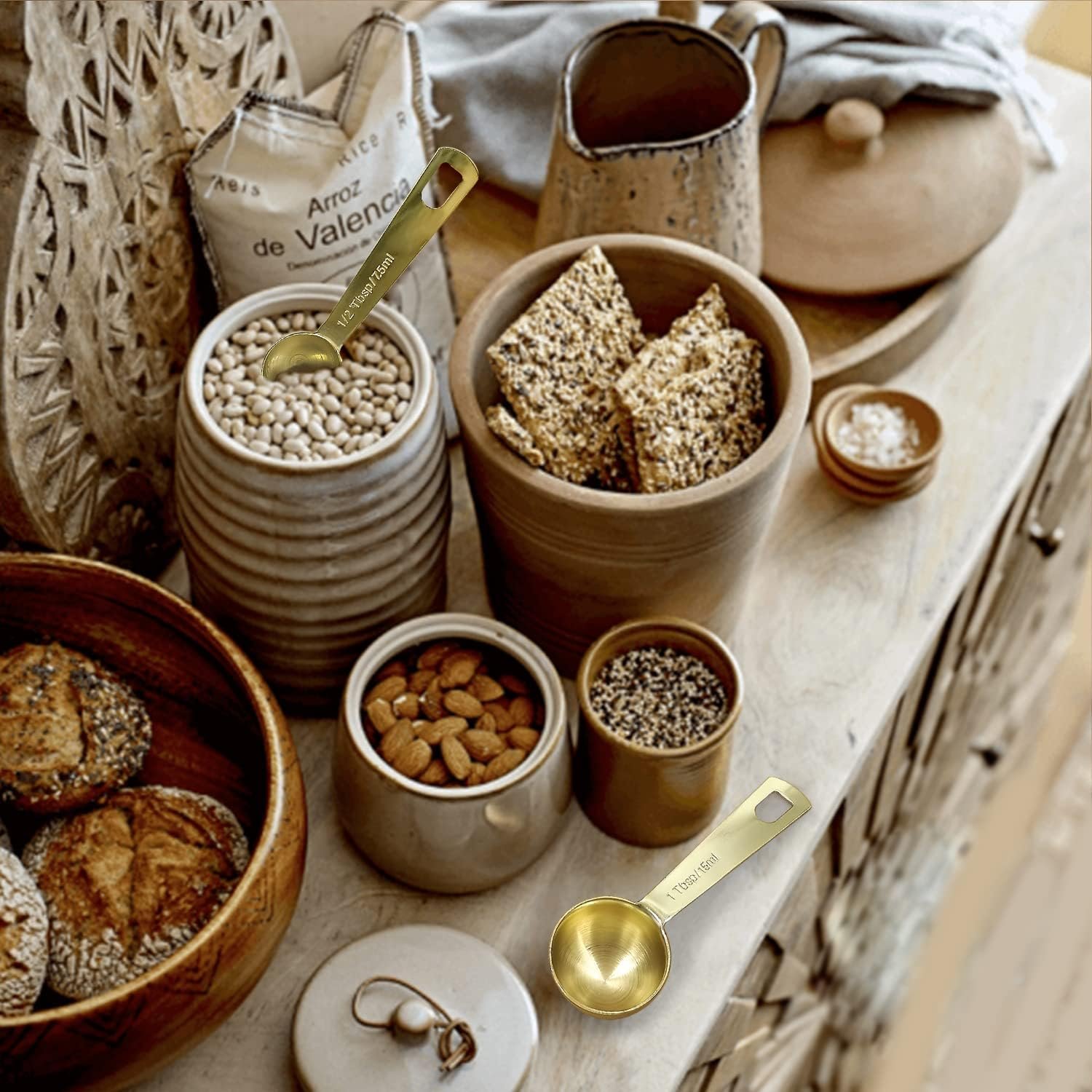 16 Pcs Stainless Steel Measuring Cups and Measuring Spoons Set, Heavy Duty Metal Measuring Cups and Spoons for Kitchen Cooking Baking Includes 5 Cups, 6 Tbsp Tsp Spoons  5 Mini Spoons(BLK)