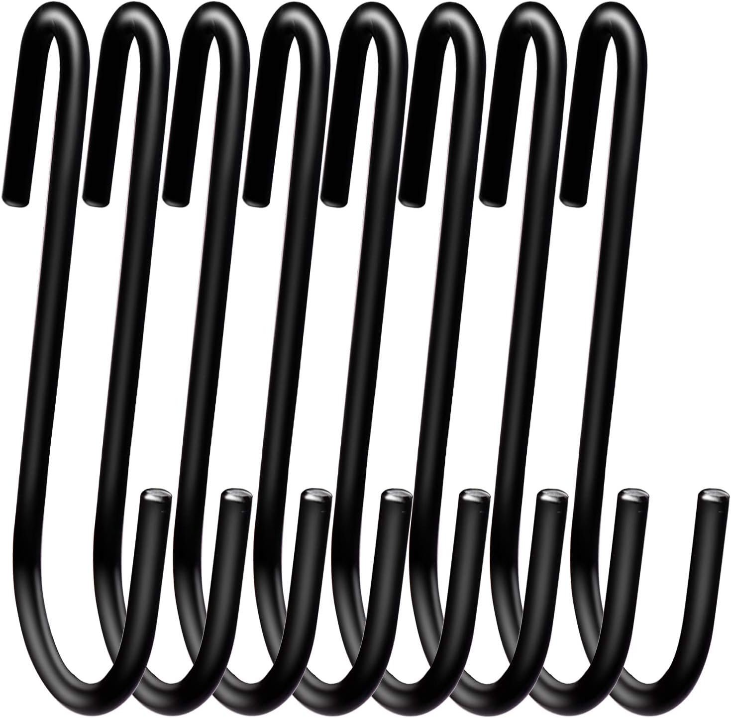 18 Pack ESFUN 4 inch Heavy Duty S Hooks Black Pan Pot Holder Rack Hooks S Shaped Hooks Hangers for Oval Ceiling Pot Rack Hanging Kitchenware Spoons Pans Pots Utensils Clothes Bags Towels Plants