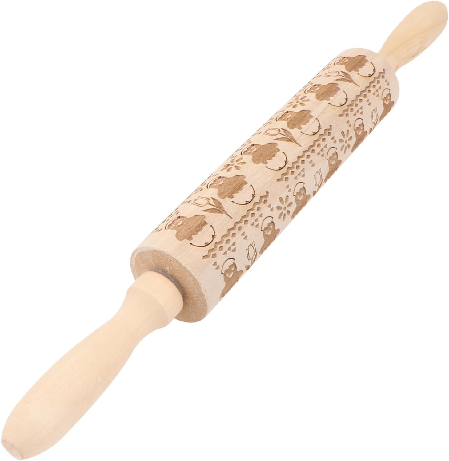 1pc Easter Rolling Pin Pastry Baking Roller Decorative Rolling Pins Kitchen Supplies Kitchen Rolling Pin Fondant Roller Baking Rolling Pin Wooden Roller 3d Household