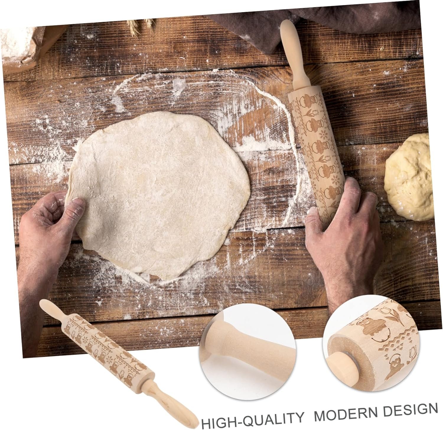 1pc Easter Rolling Pin Pastry Baking Roller Decorative Rolling Pins Kitchen Supplies Kitchen Rolling Pin Fondant Roller Baking Rolling Pin Wooden Roller 3d Household