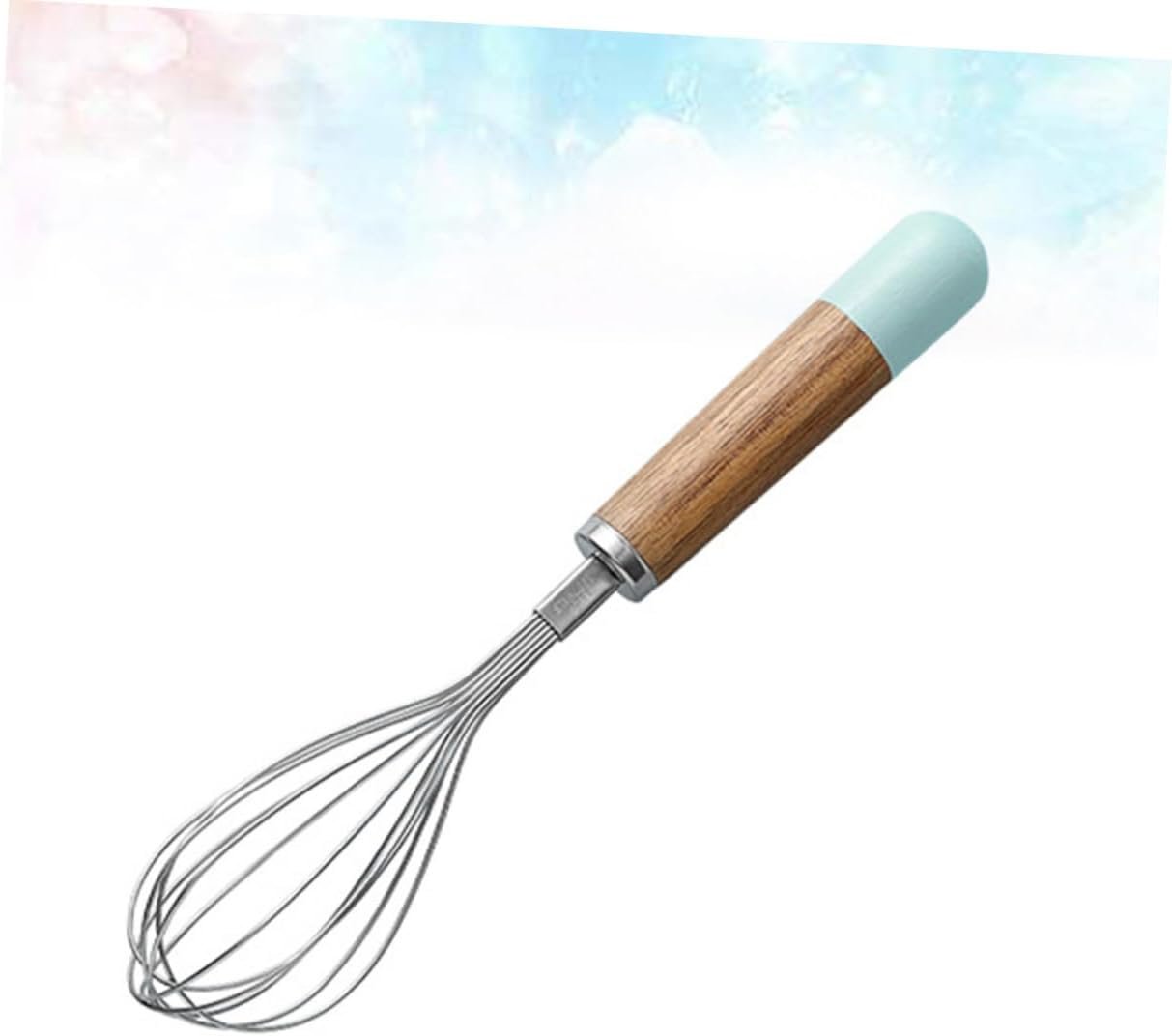 1pc Hand Crank Whisk Kitchen Whisk Stainless Steel Metal Egg Whisk Beater Hand Push Whisk Egg Beaters Hand Small Number Balloons Appliance Manual Beat Eggs Whip Wooden