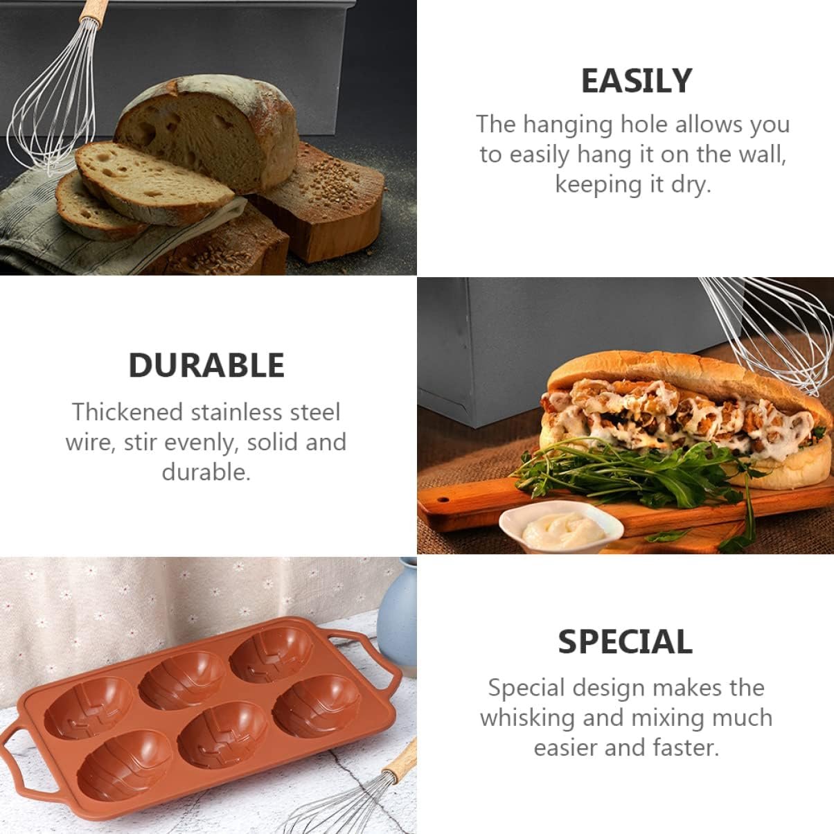 1pc Whisk Manual Egg Beater Kitchen Eggbeater Mixing Cappuccino Frother Handheld Mixer Milk Blender Hand Mixer Hand Blenders Flour Mixer Stainless Steel Small Accessories