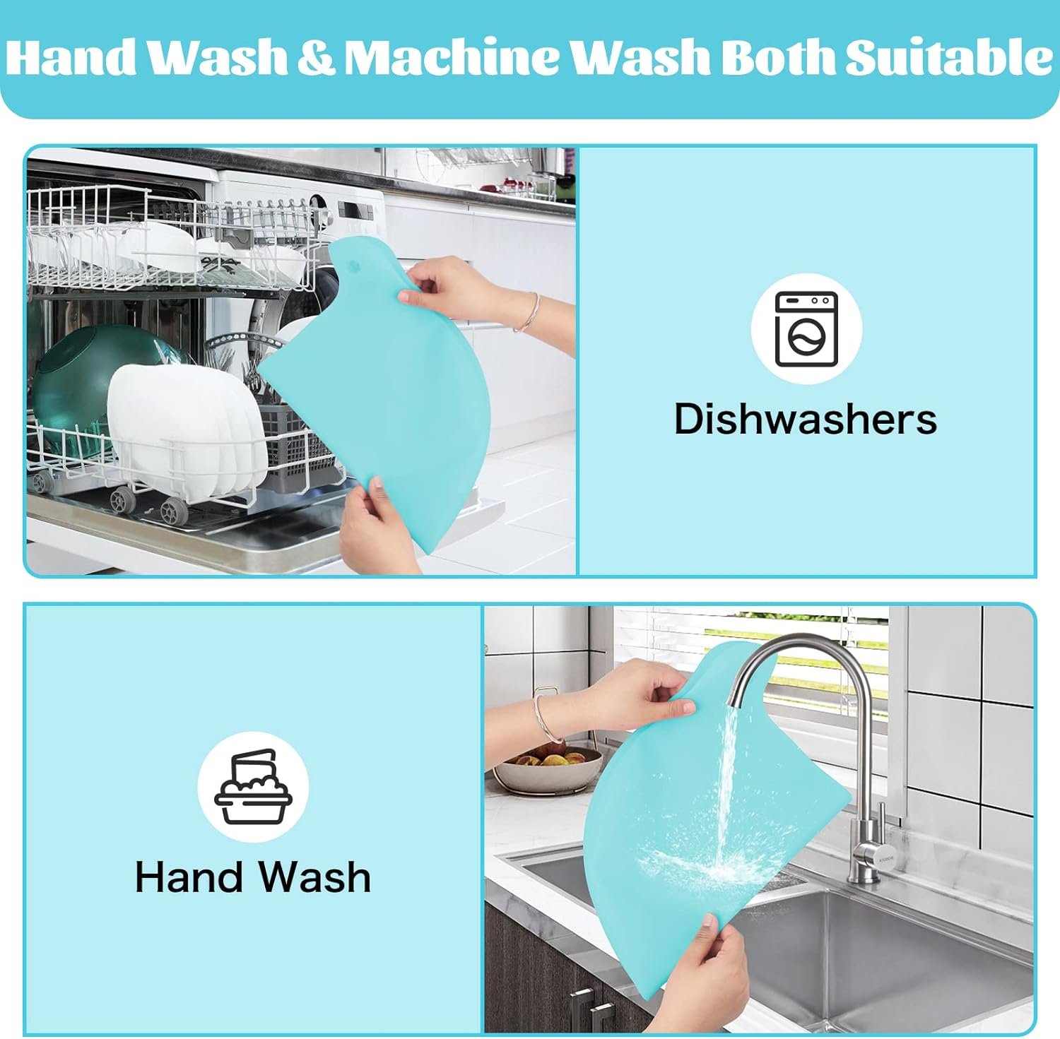 2 Pack Silicone Slow Cooker Liners,Reusable Leakproof Cooker Bags Divider,Cooking Liner Fit 6 7 8 Quarts Oval or Round Pot,Slow Cooker Pot Accessories (PinkBlue)