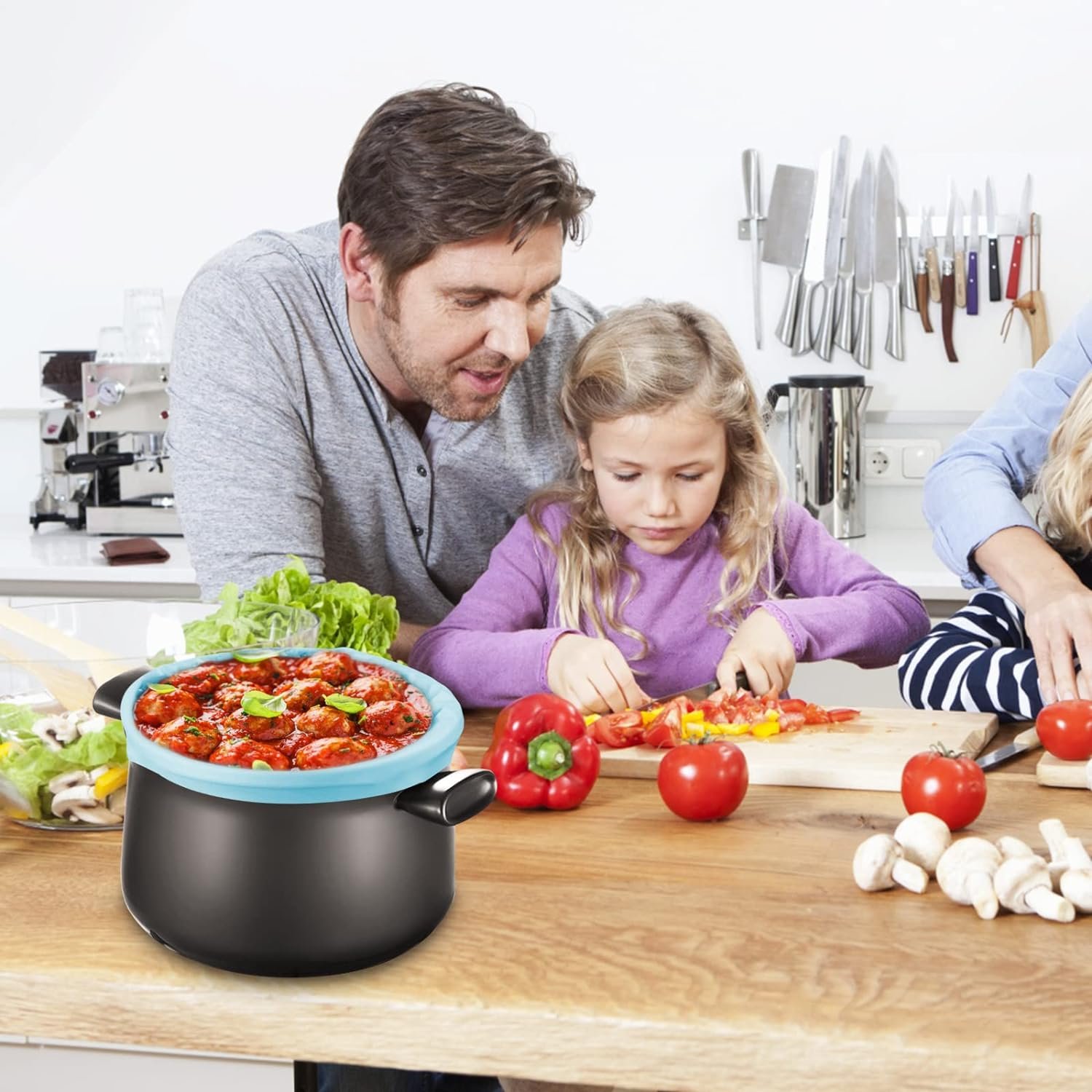 2 Pack Silicone Slow Cooker Liners,Reusable Leakproof Cooker Bags Divider,Cooking Liner Fit 6 7 8 Quarts Oval or Round Pot,Slow Cooker Pot Accessories (PinkBlue)