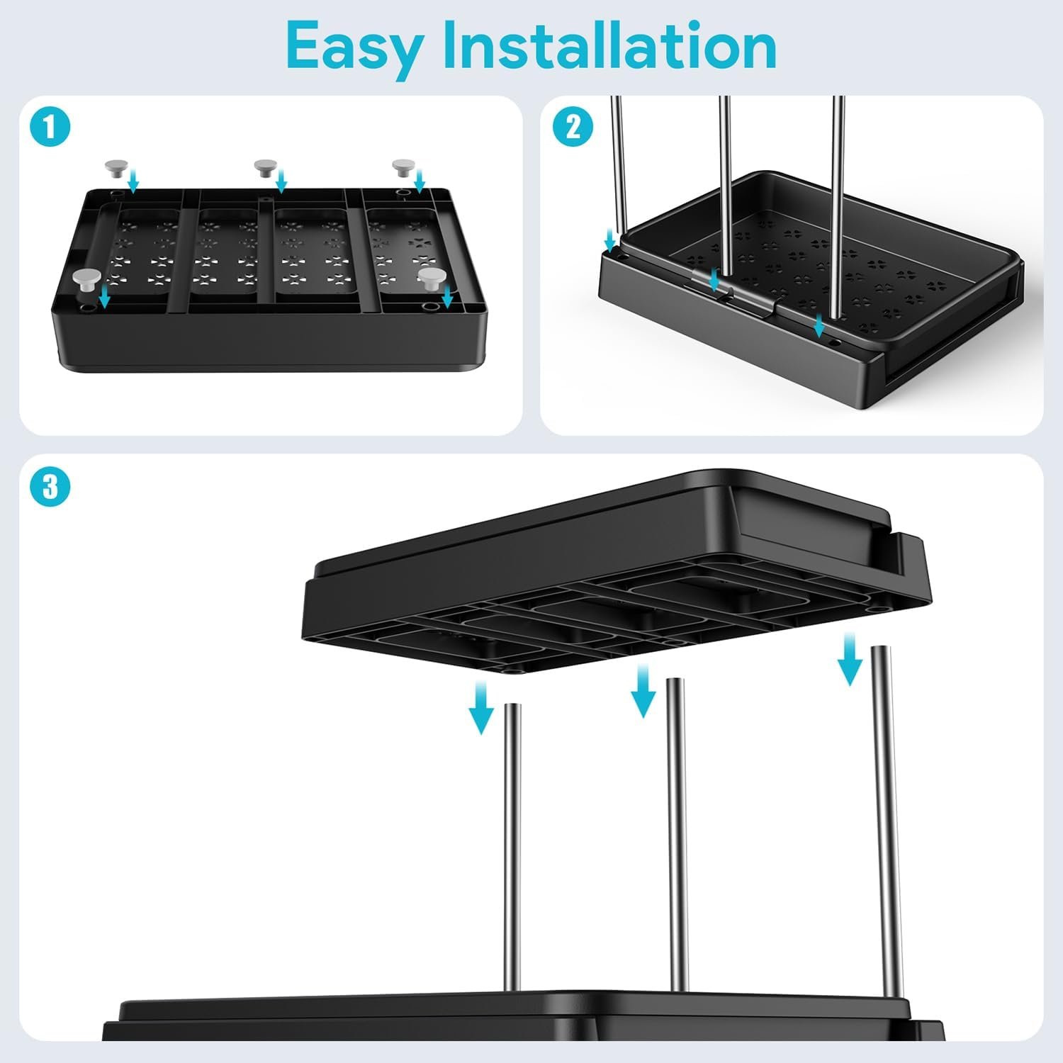 2 Pack Under Sink Organizer and Storage, 2-Tier Dual Pull Out Kitchen Cabinet Bathroom Counter Organizer Shelf L-Shape Storage Drawer Shelves for Bathroom Kitchen