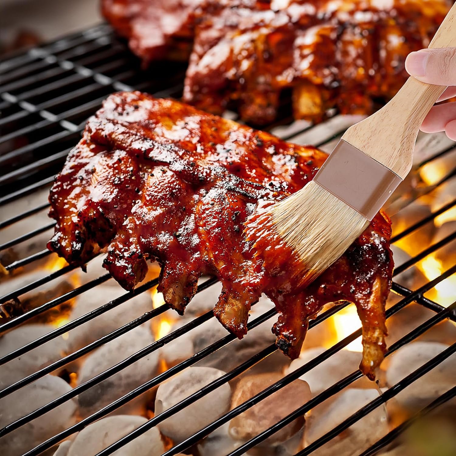 2 Pcs Pastry Brush Wooden Handle Basting Brushes for Cooking BBQ Brushes Dust Cleaning Brush Food Brush Accessories for Kitchen Baking Cooking