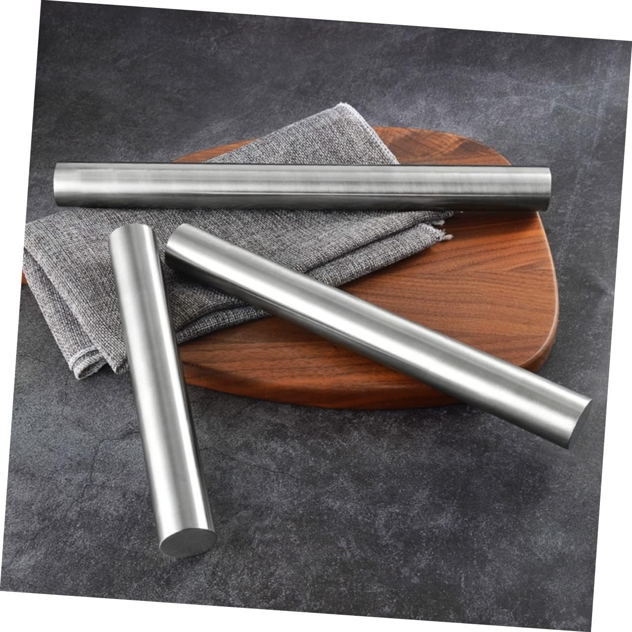 2 Pcs Pastry Rolling Pins Non-stick Rolling Pin Decorative Rolling Pin Pizza Rolling Pin Dumpling Rolling Pin Pasta Roller Chapati Noodle To Rotate Stainless Steel