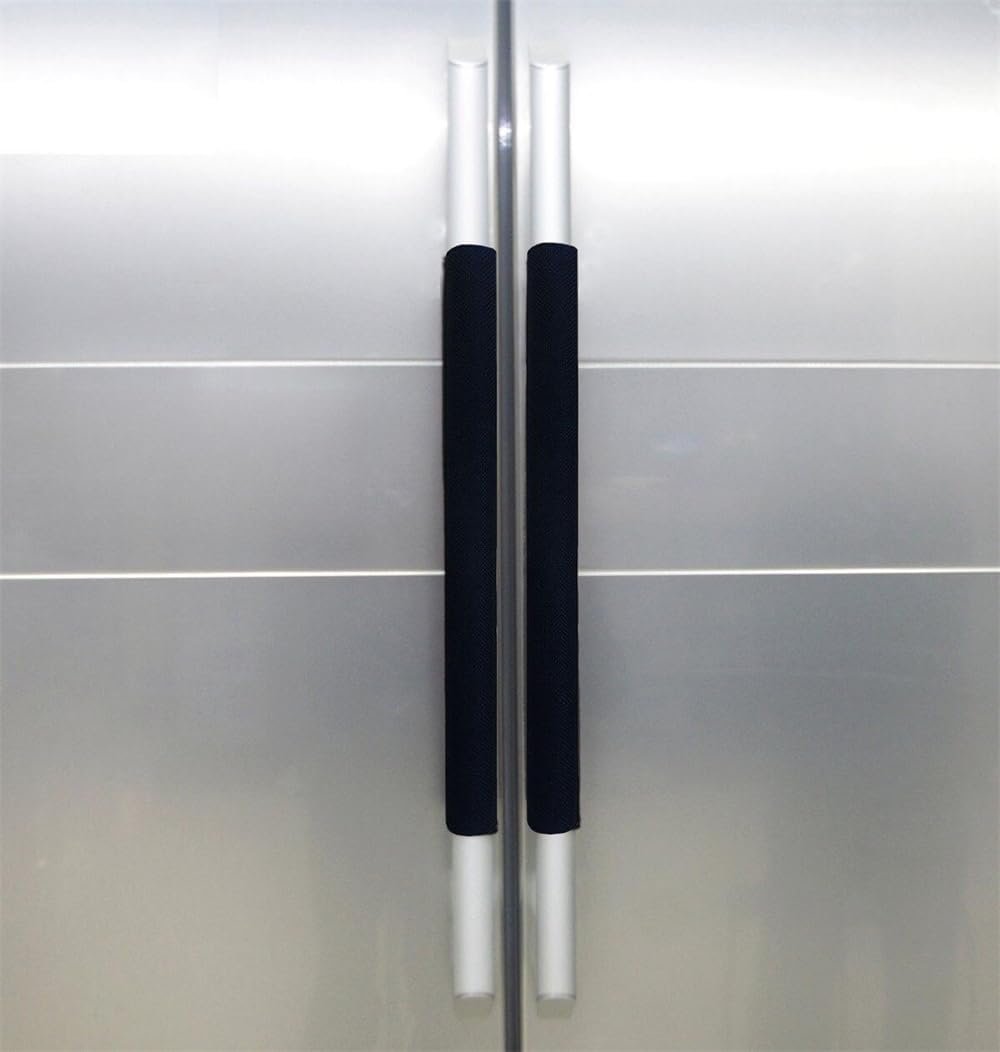2 PCS Refrigerator Door Handle Covers Kitchen Appliance Decor Handles Anti-Skid Anti-Static Protector Fridge, Dishwasher Oven Keep Off Fingerprints,Food Stains （Black）