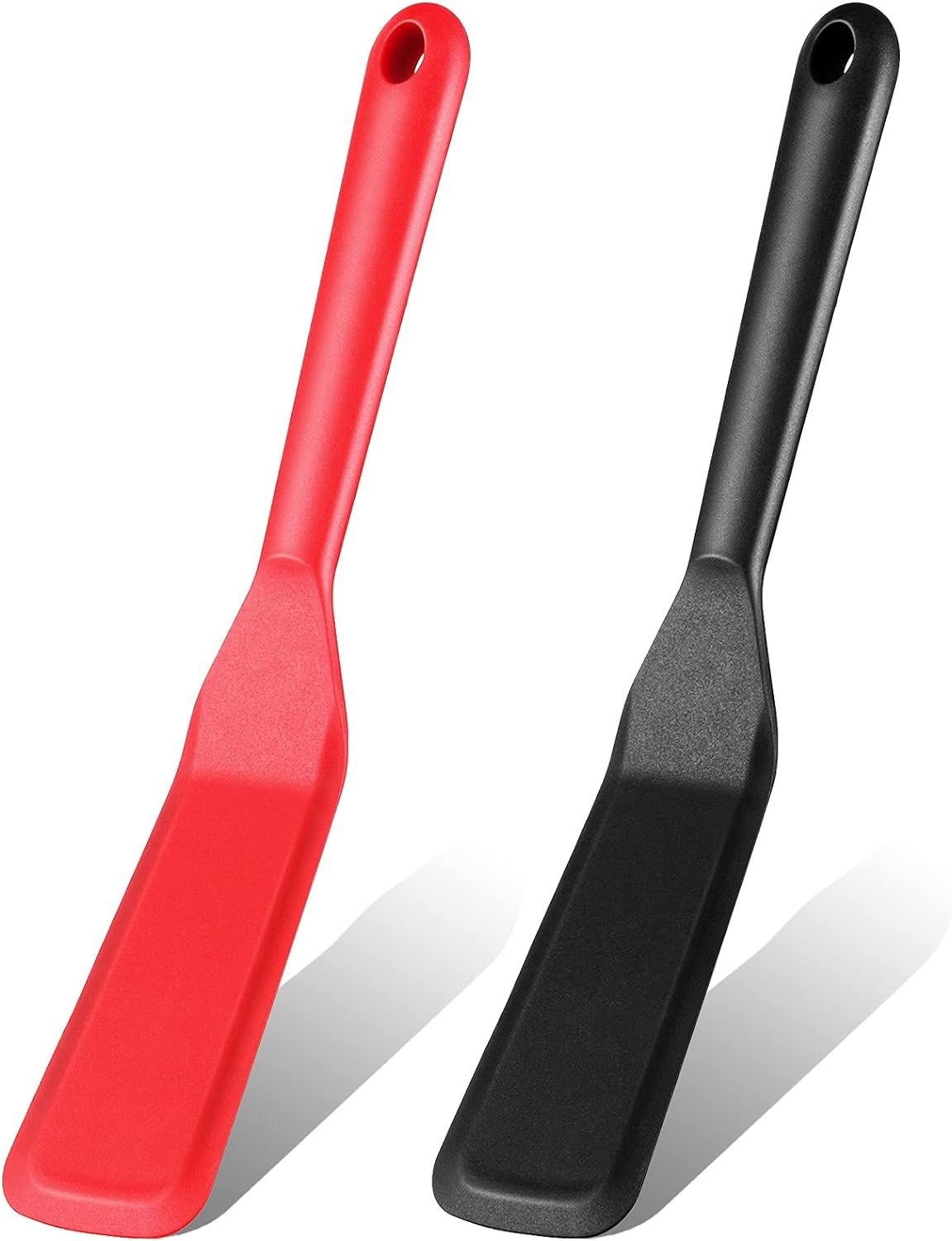 2 Pieces Silicone Thin Spatula Omelet Spatula Turner Long Crepe Spatula Heat Resistant Cooking Spatula Non Stick Pancake Spatula for Cooking Egg Burgers Pizza Pancake Steak Omelet (Red)