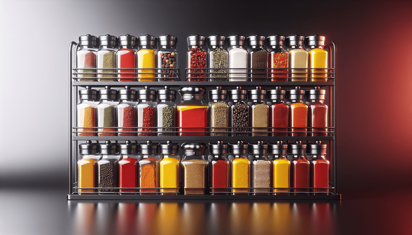 20 Jar Spice Rack with Spices Included - Tower Organizer for Kitchen Spices and Seasonings, Free Spice Refills for 5 Years (Silver Black)