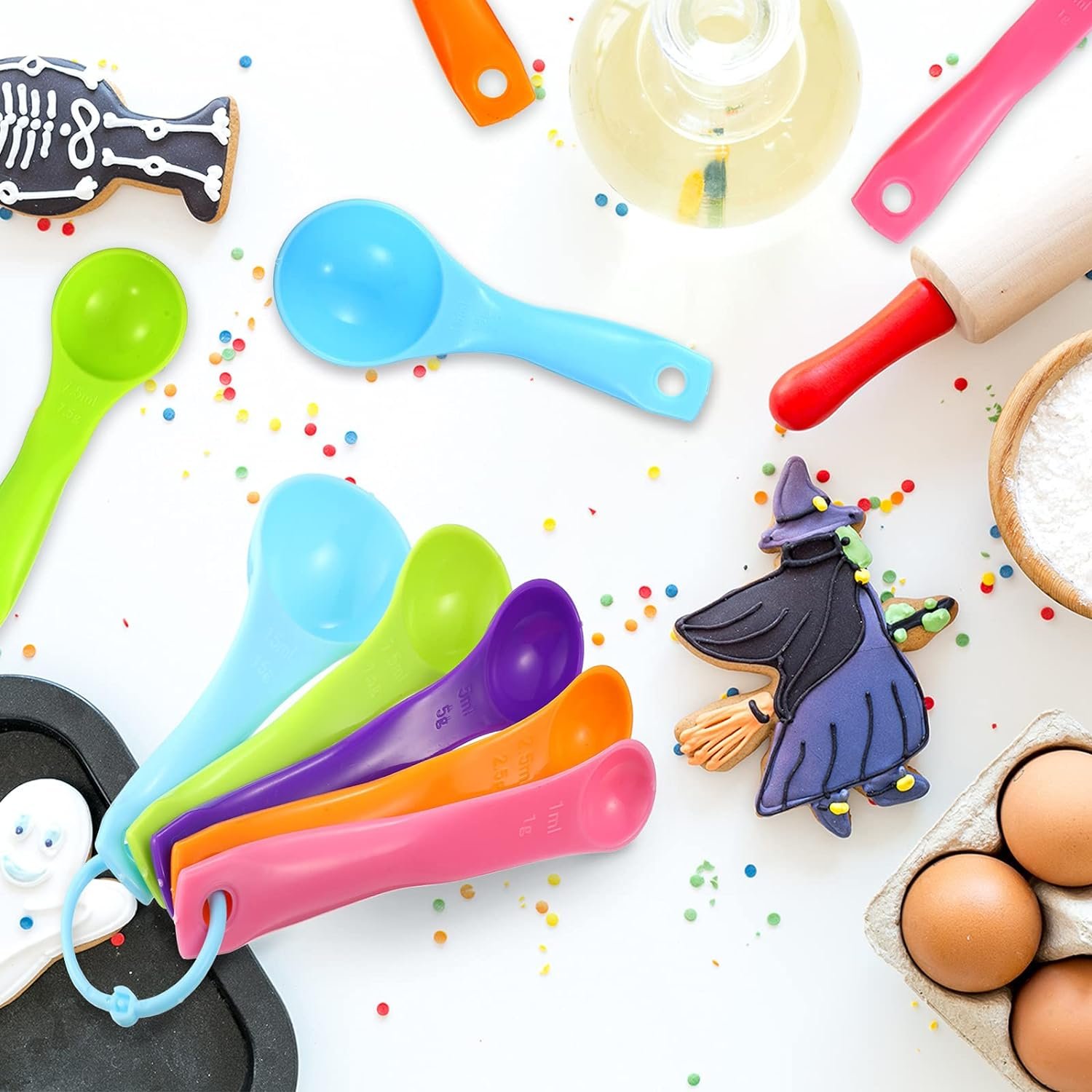 20 Pieces Plastic Colorful Kids Measuring Cup Spoons for Kitchen Cooking Baking Dry and Liquid Ingredients 20 Pieces Plastic Colorful Kids Measuring Cup Spoons for Kitchen Cooking Baking Dry and Liquid Ingredients