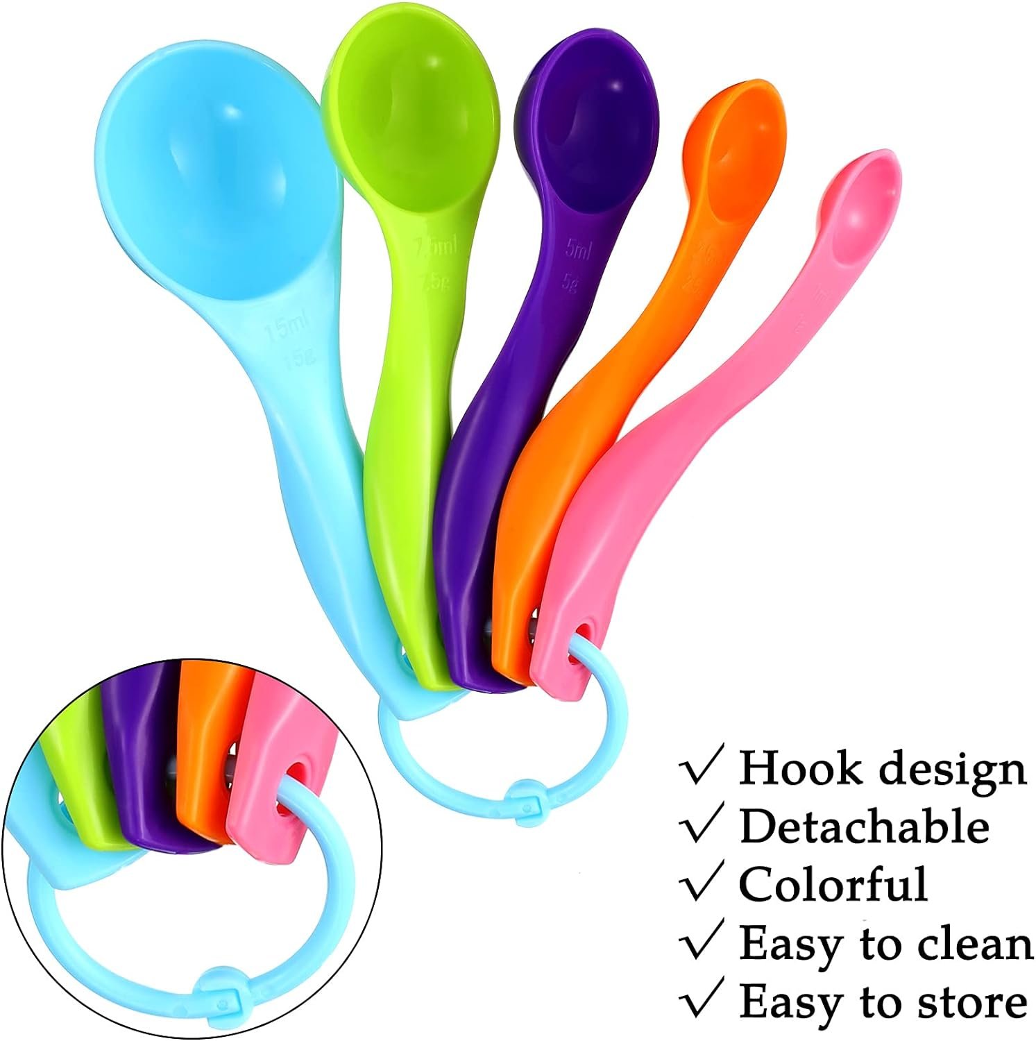 20 Pieces Plastic Colorful Kids Measuring Cup Spoons for Kitchen Cooking Baking Dry and Liquid Ingredients 20 Pieces Plastic Colorful Kids Measuring Cup Spoons for Kitchen Cooking Baking Dry and Liquid Ingredients