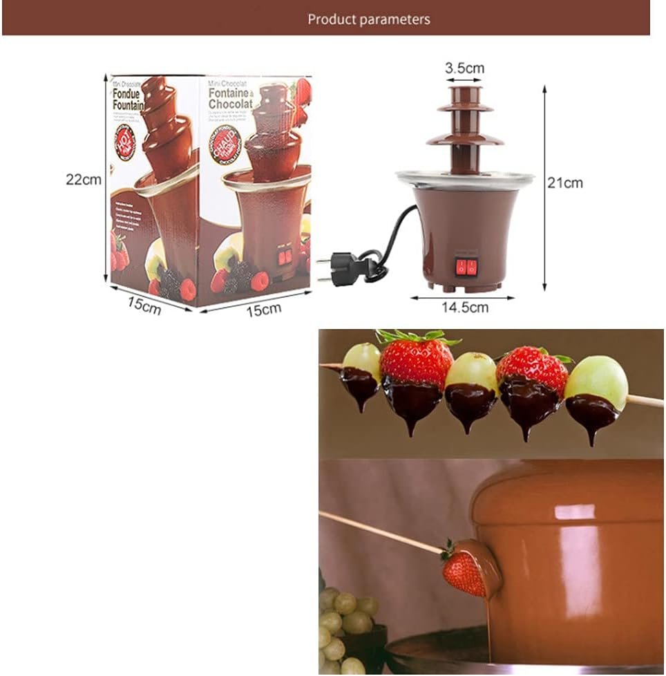 220V Electric Chocolate Fountain Waterfull Chocolate Melting Machine Chocolate Mixer Blender Chocolate Fondue Creative Design Chocolate With Heating Fondue Machine DIY Waterfall For Party (PLASTIC)