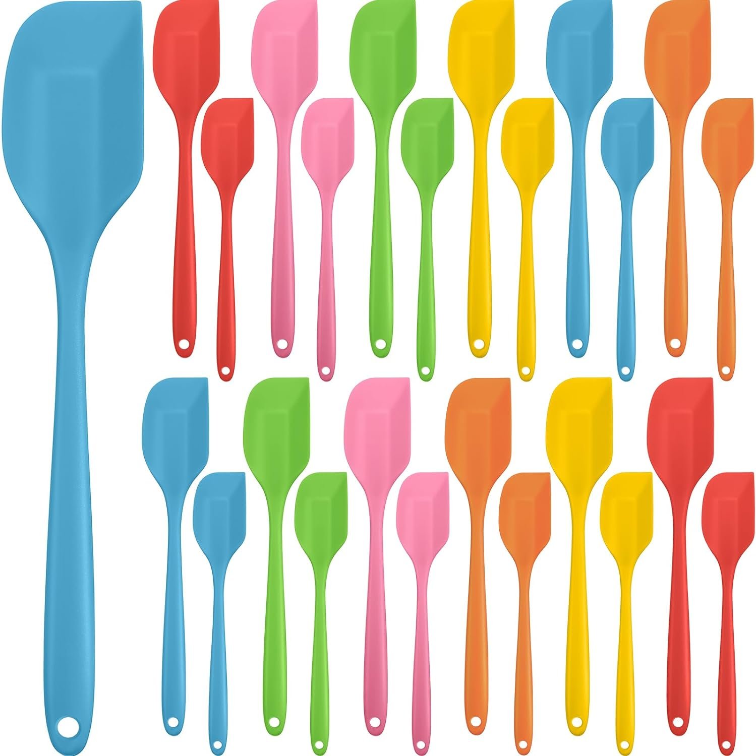 24 Pcs Silicone Spatula Heat Resistant Non Stick Rubber Spatulas 12 Small and 12 Large Seamless Design Flexible Scraper for Kitchen Mixing Baking Cooking Use